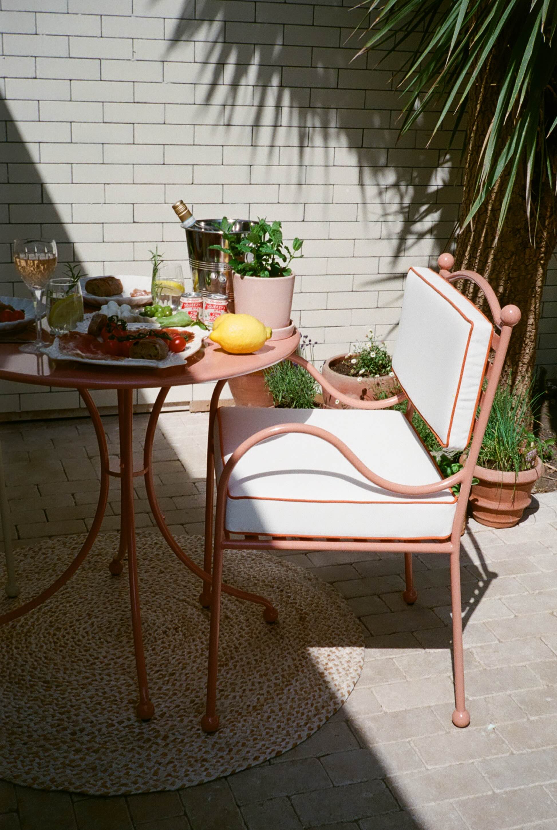Panarea Armchair in Gelato, Navy & Cream Upholstery