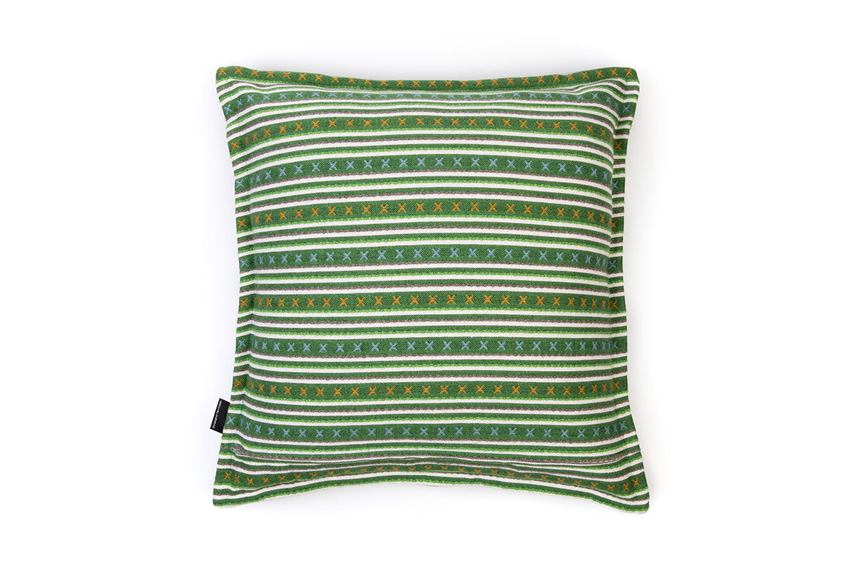 Criss Cross Green Cushion