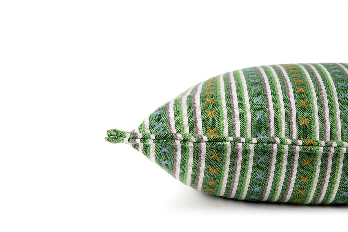 Criss Cross Green Cushion