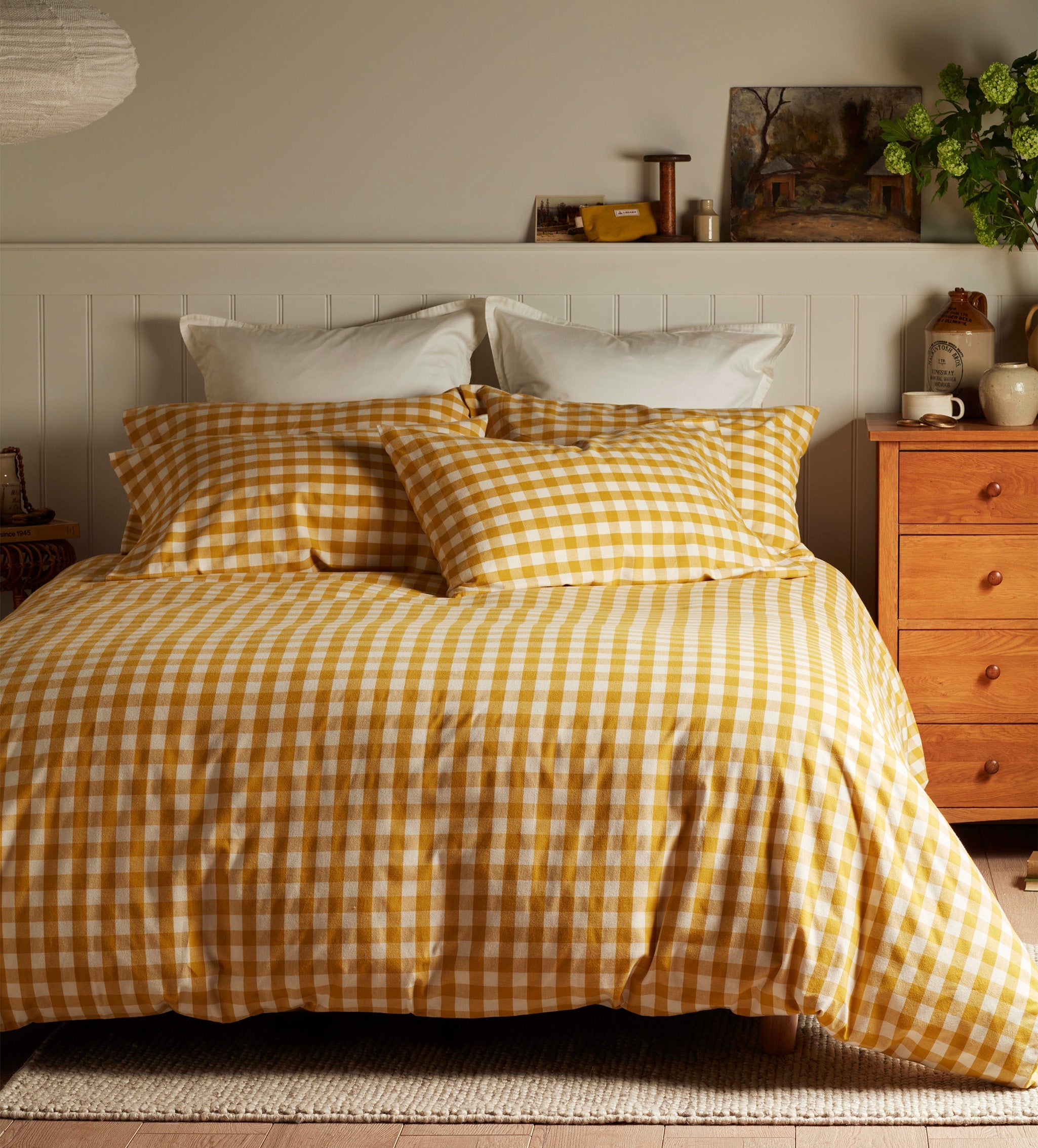 Gilbert Gingham Brushed 100% Organic Cotton Duvet Cover | Saffron
