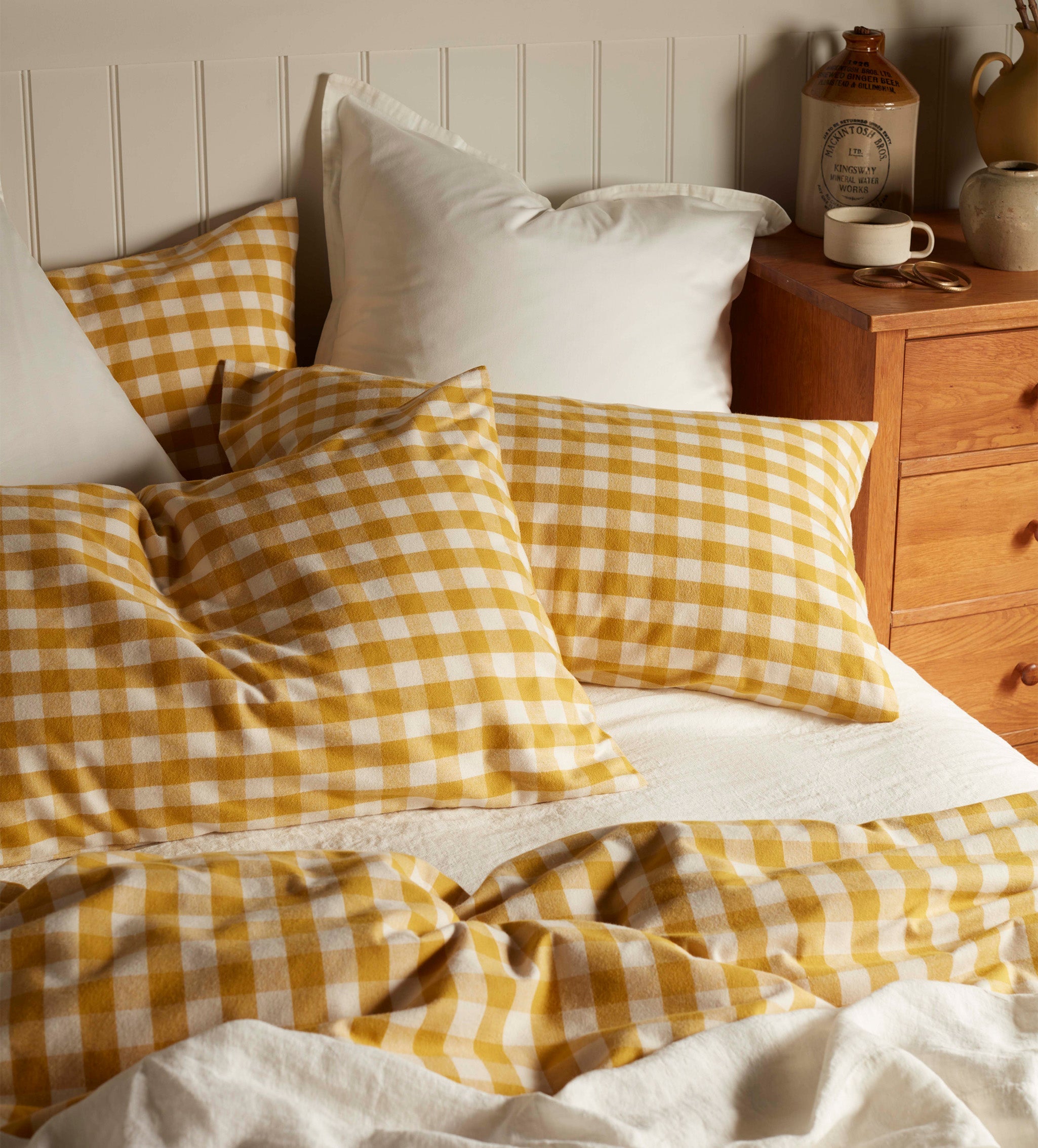 Gilbert Gingham Brushed 100% Organic Cotton Pillowcase | Saffron