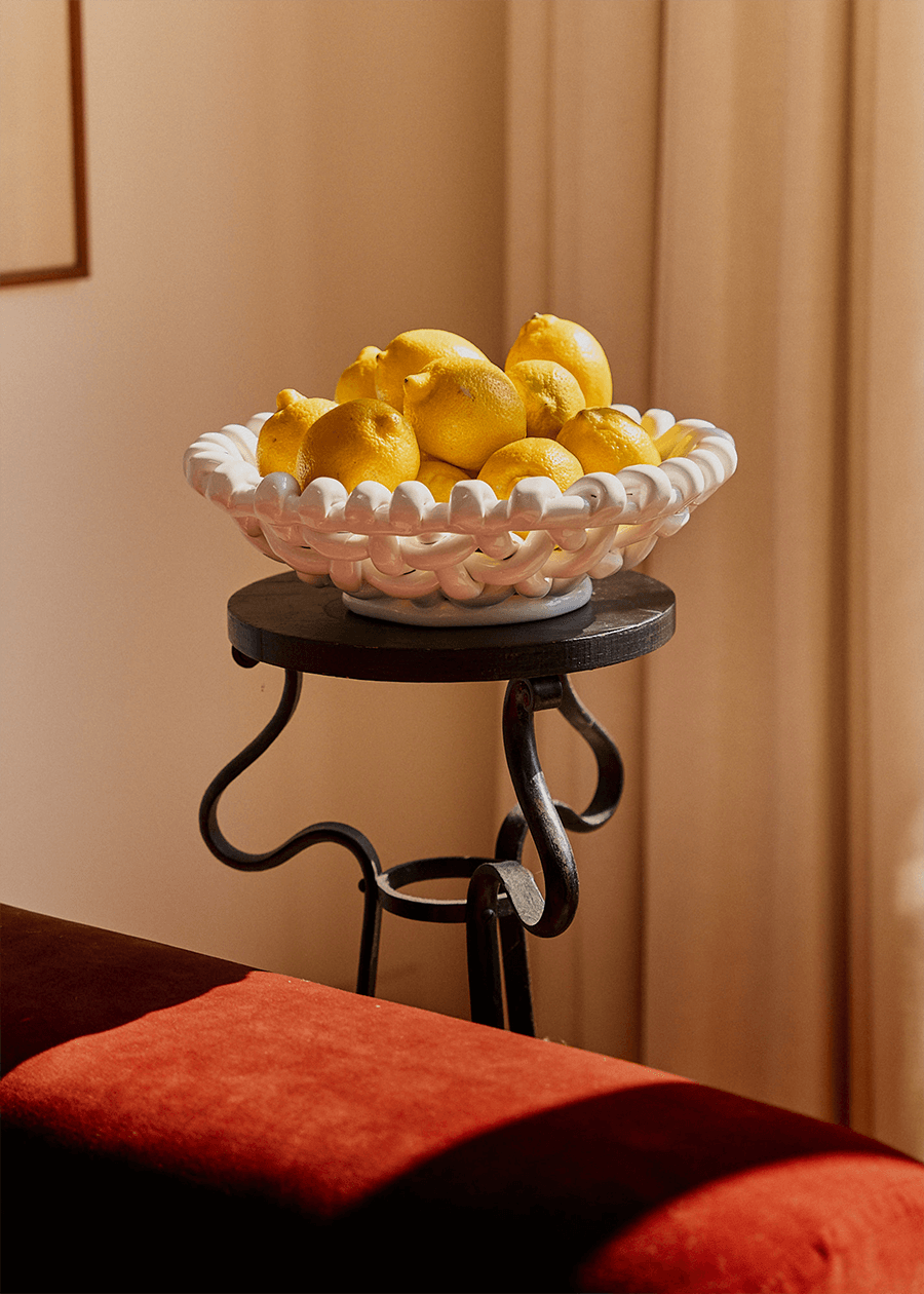 White Basketweave Bowl