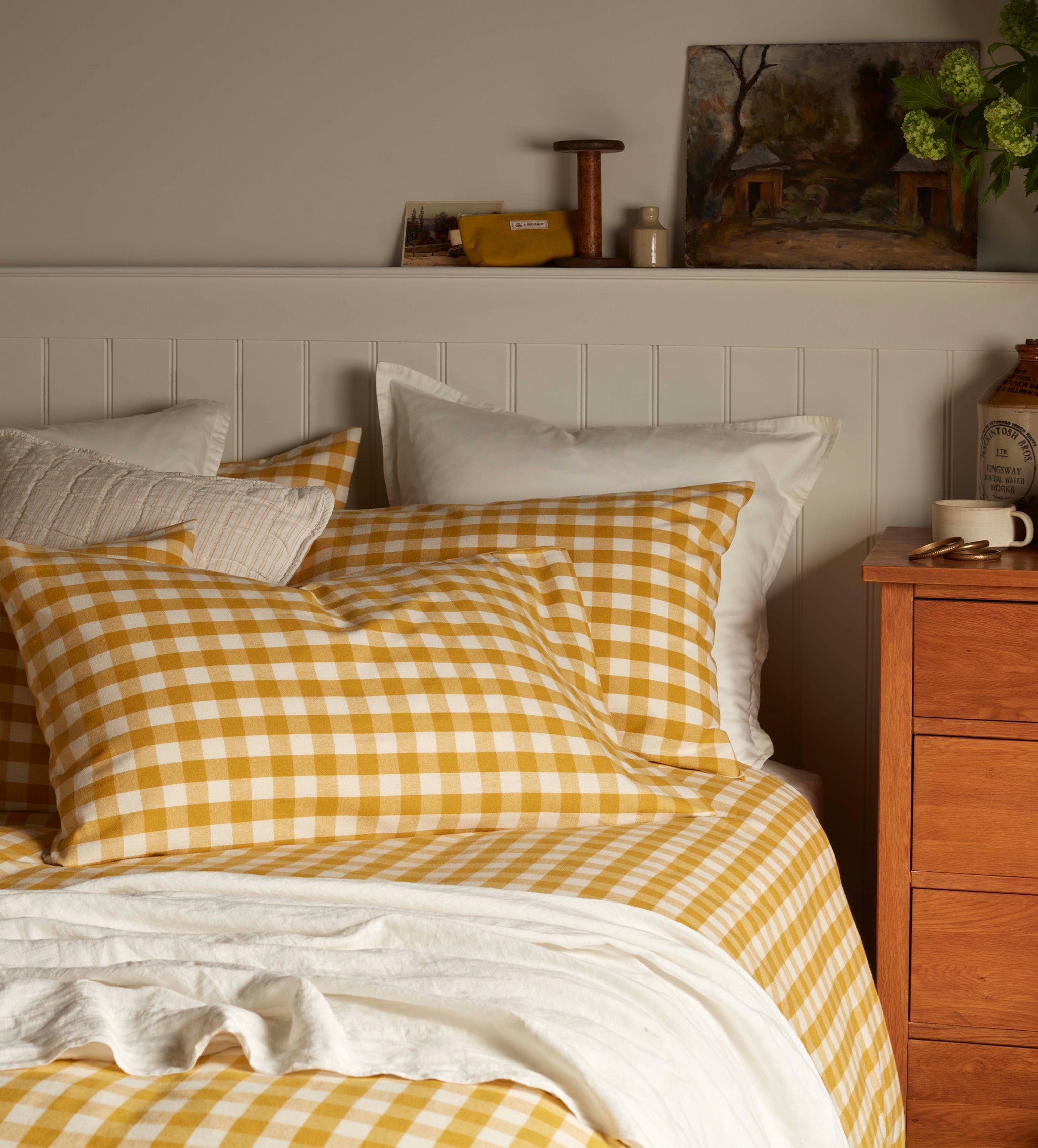 Gilbert Gingham Brushed 100% Organic Cotton Pillowcase | Saffron