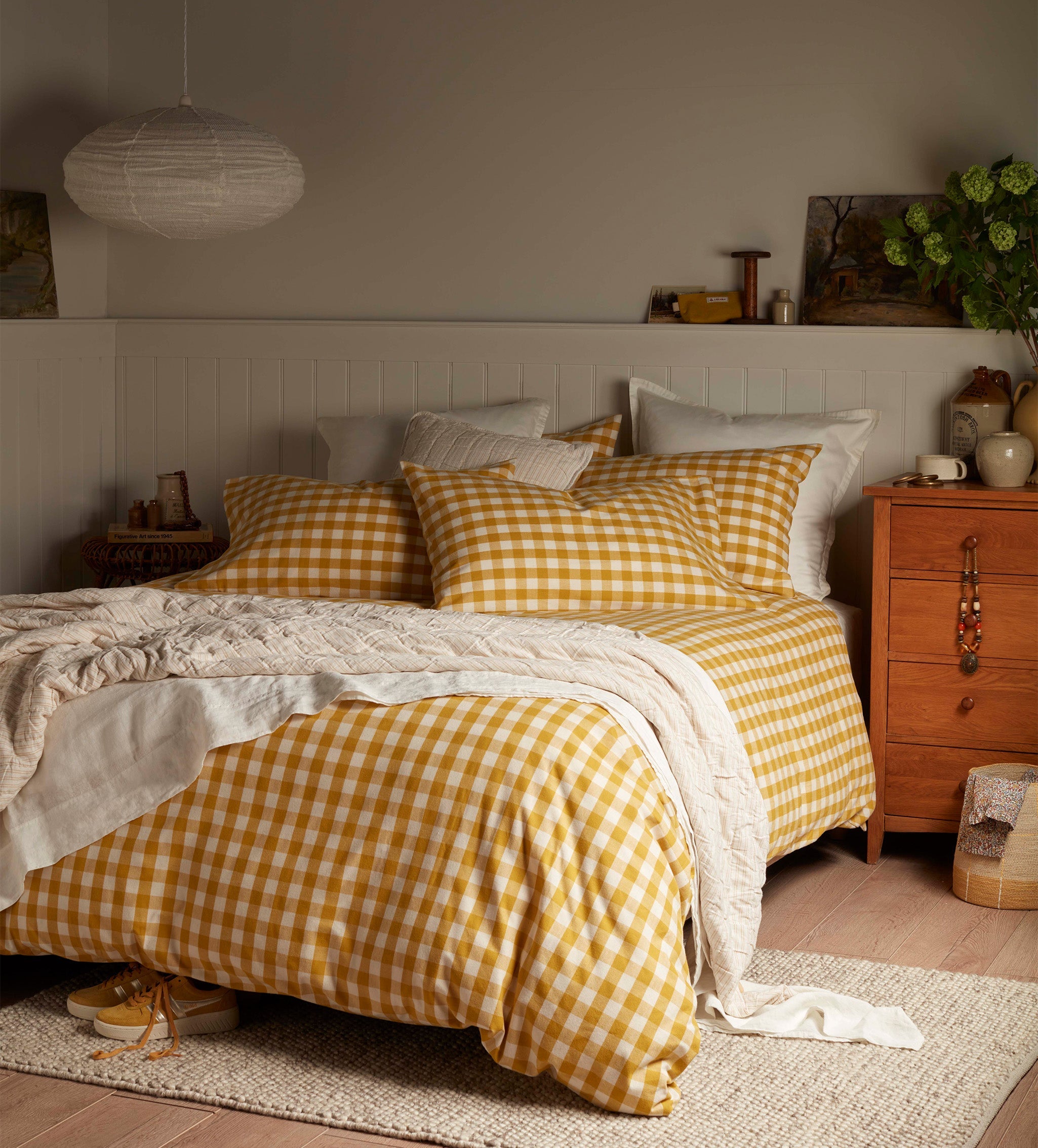 Gilbert Gingham Brushed 100% Organic Cotton Duvet Cover | Saffron