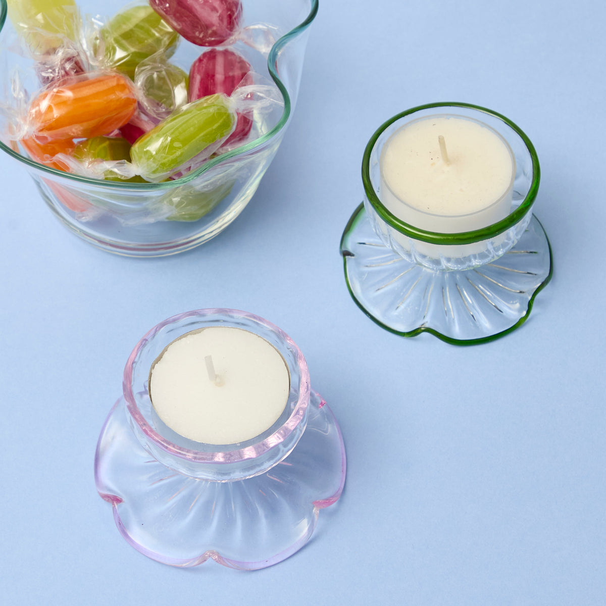 Pink Rimmed Tealight Holders (Set of 2)