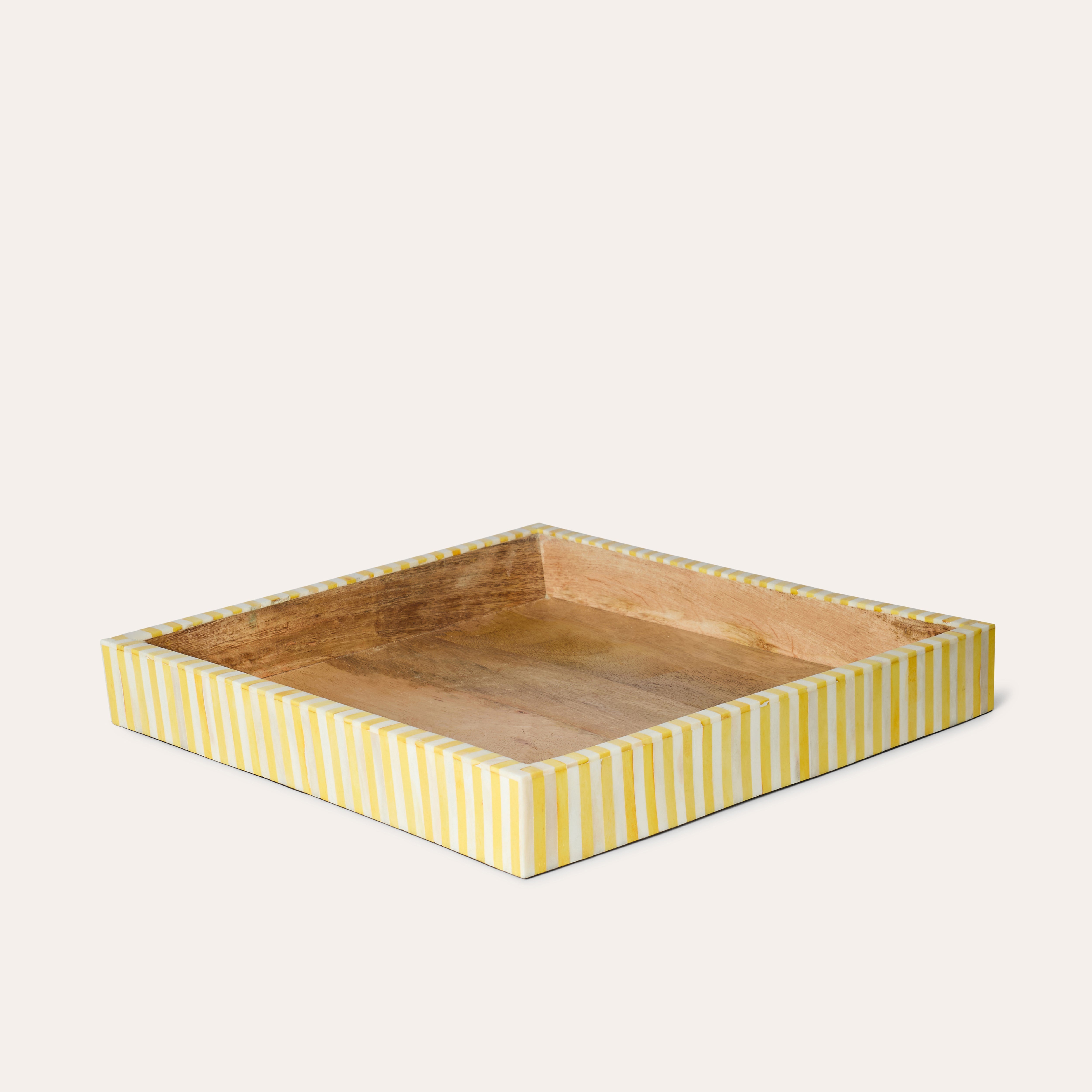 Square Inlay Tray | Large | Yellow | Striped