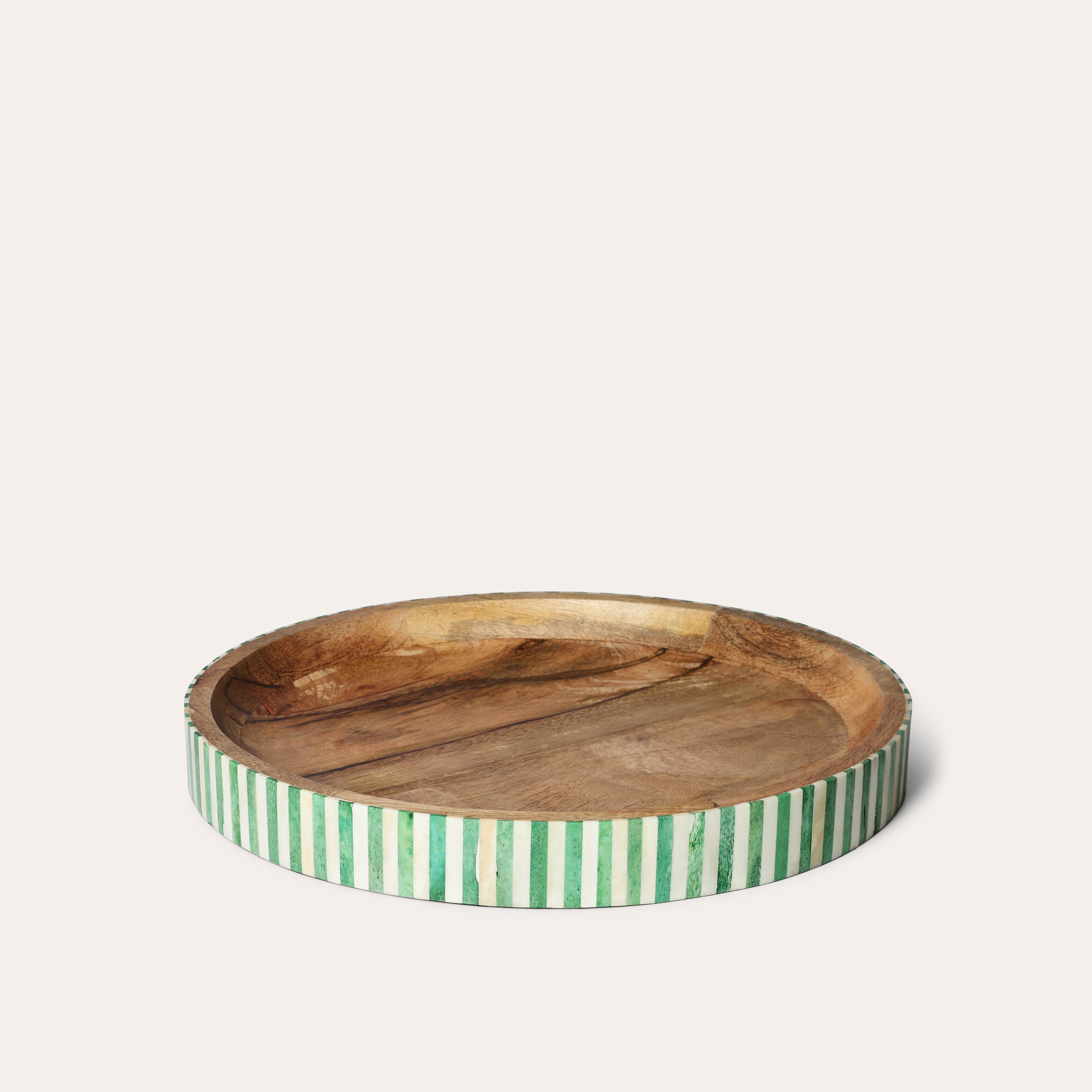 Round Inlay Tray | Green | Striped