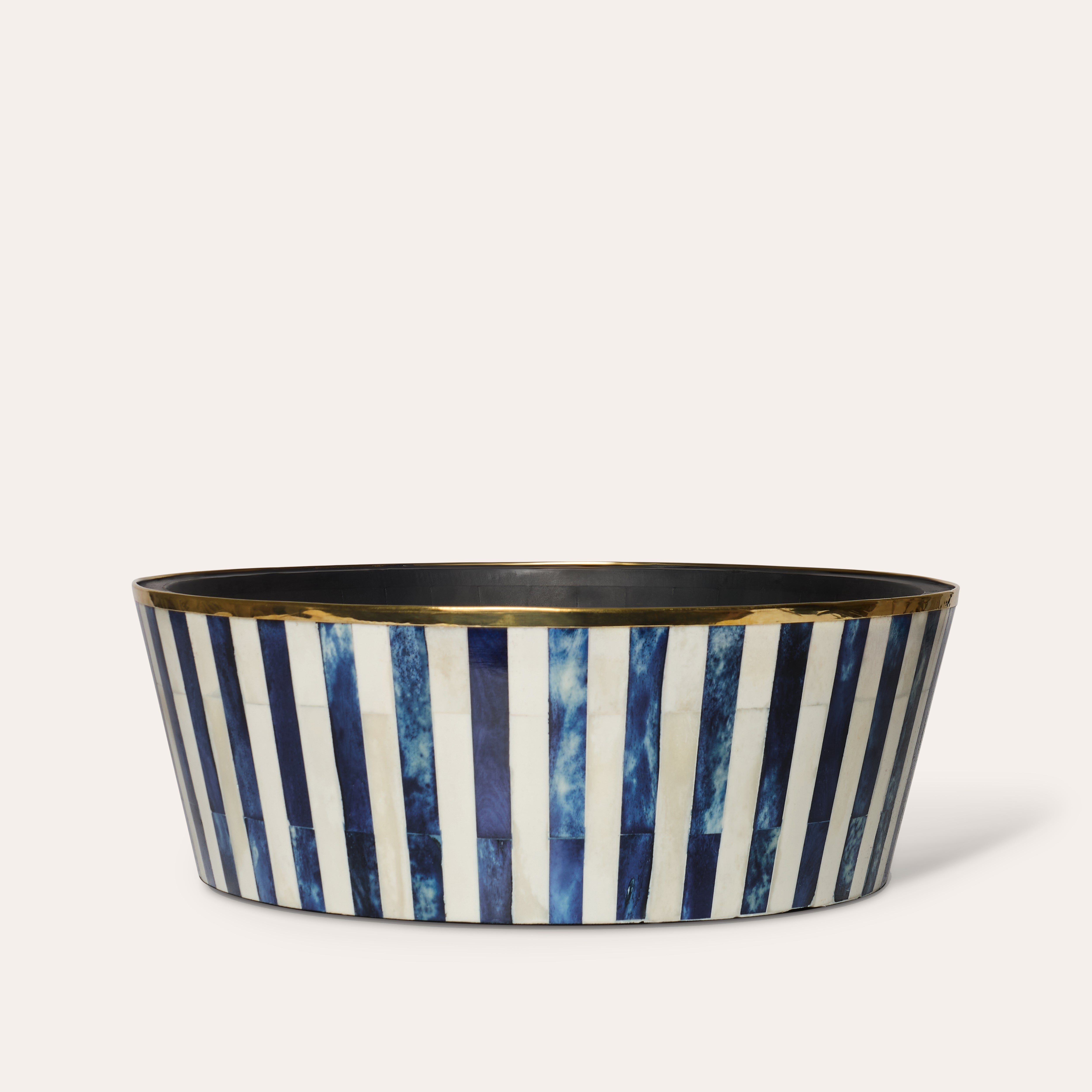 Round Inlay Planter | Large | Blue | Striped