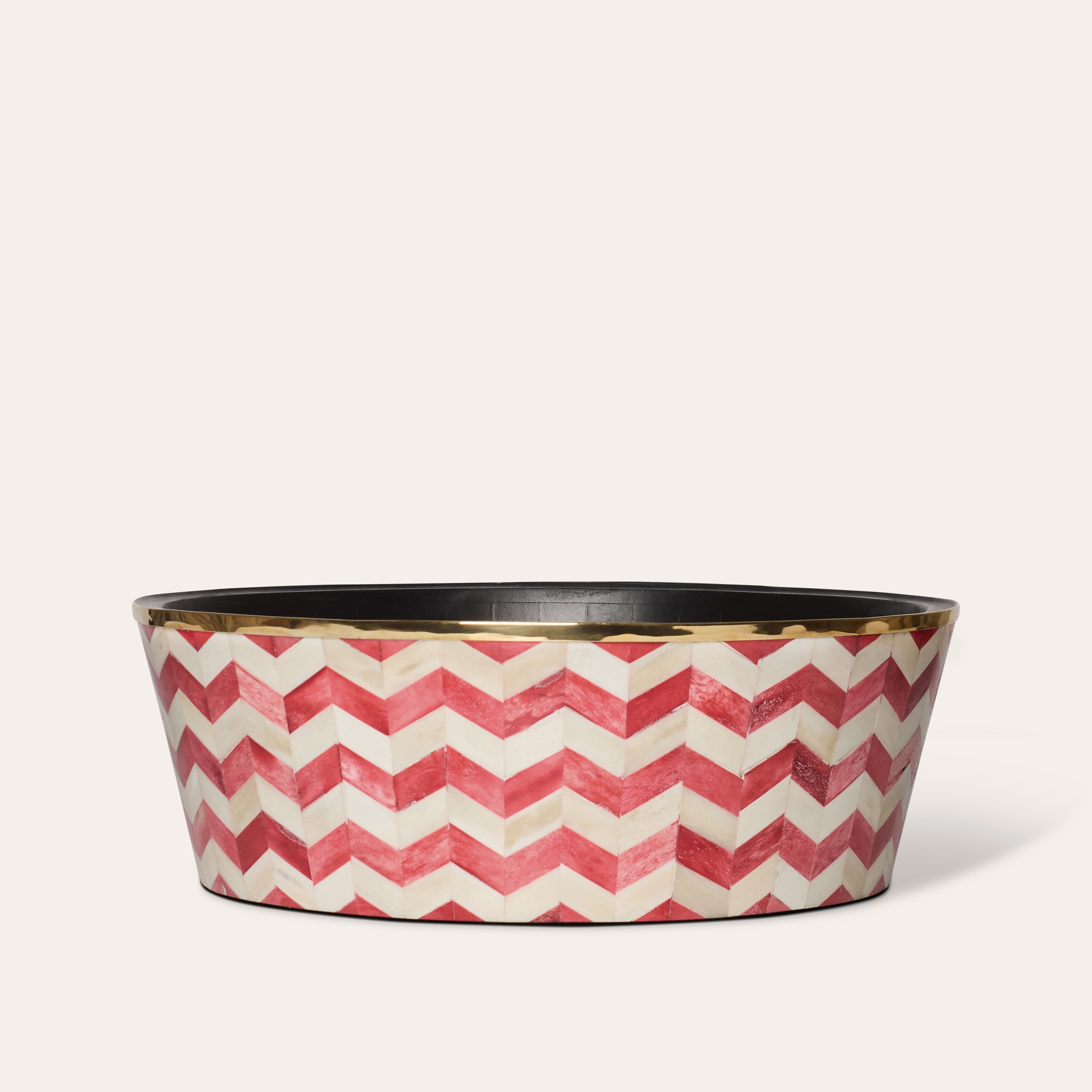 Round Inlay Planter | Large | Red | Chevron