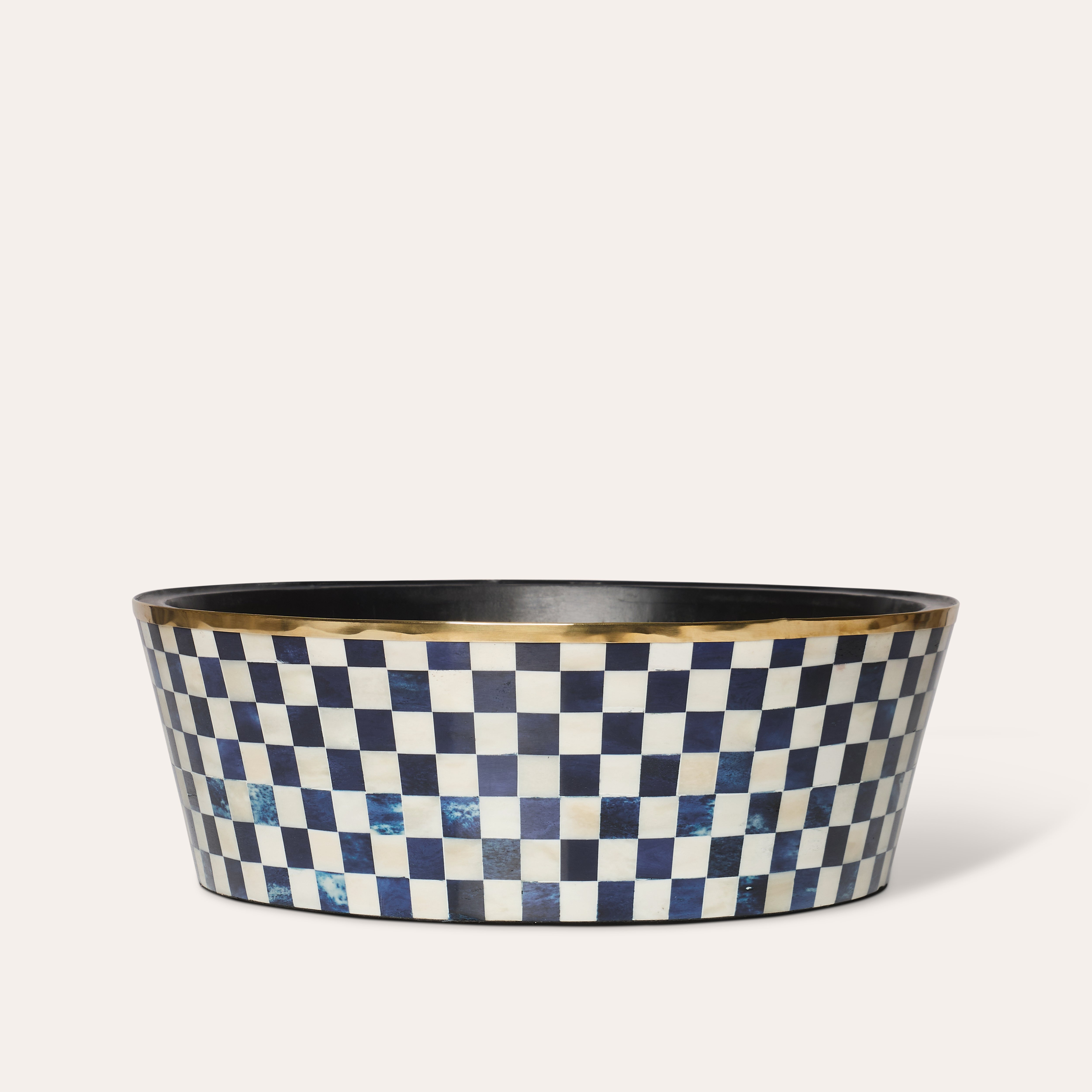 Round Inlay Planter | Large | Blue | Chequered