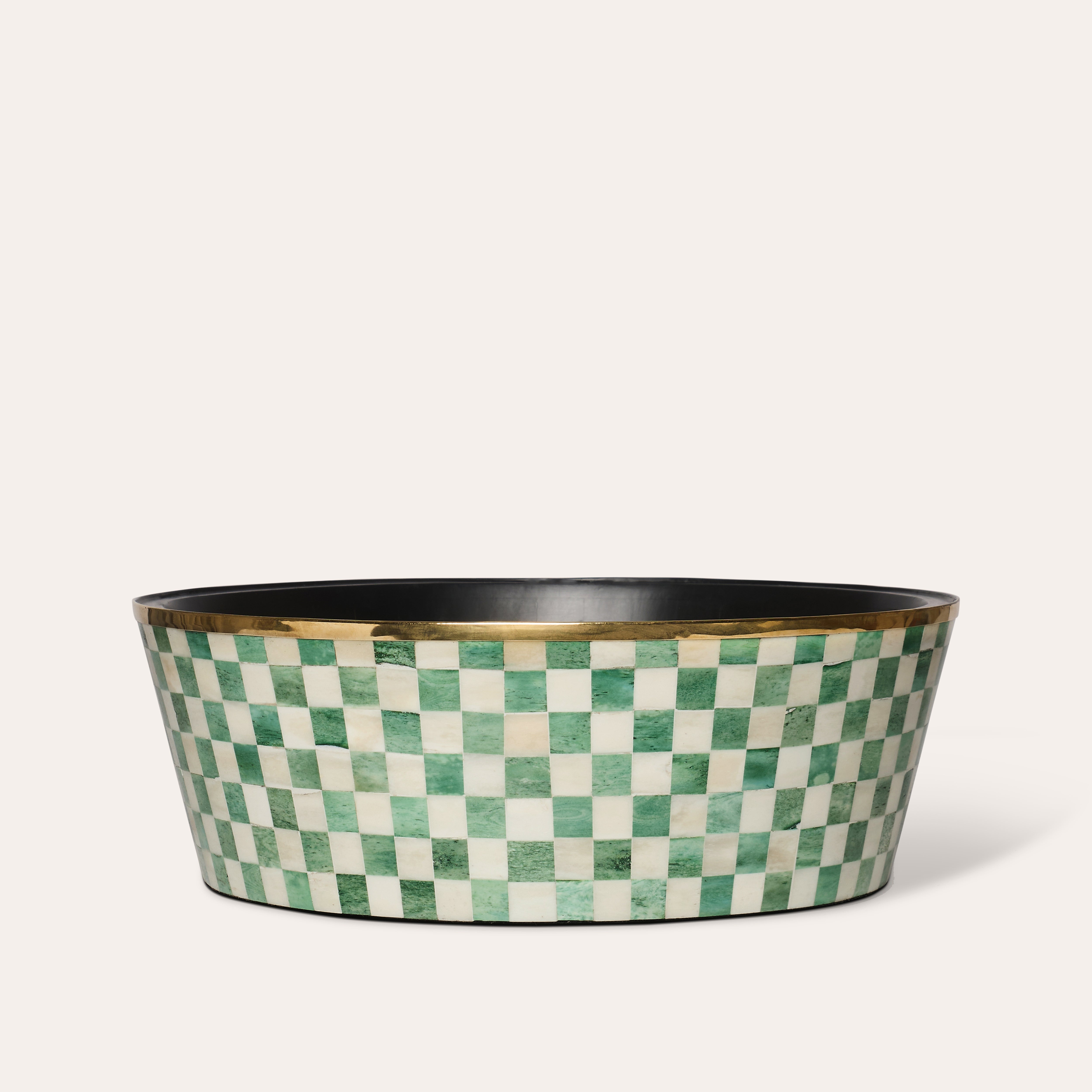Round Inlay Planter | Large | Green | Chequered