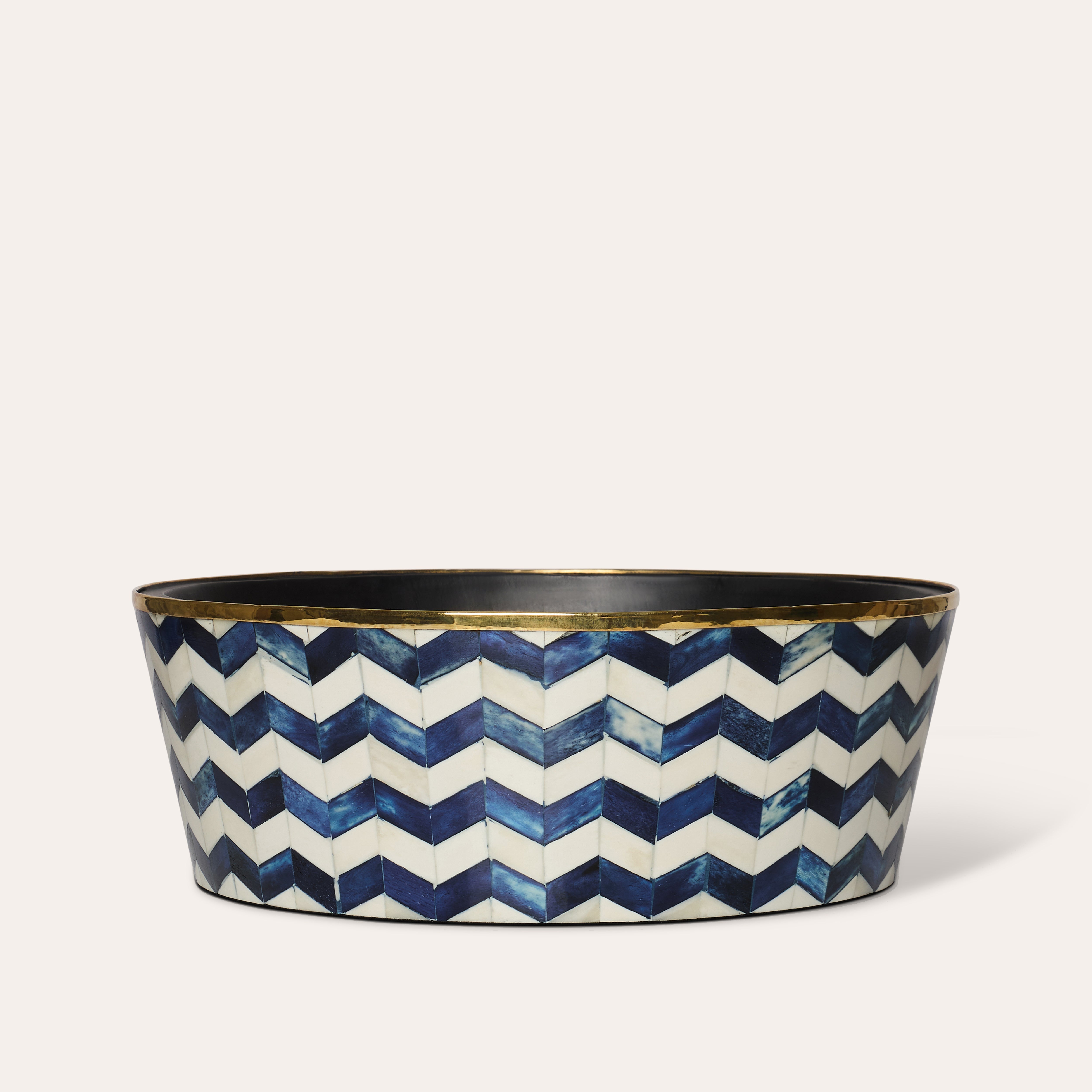 Round Inlay Planter | Large | Blue | Chevron