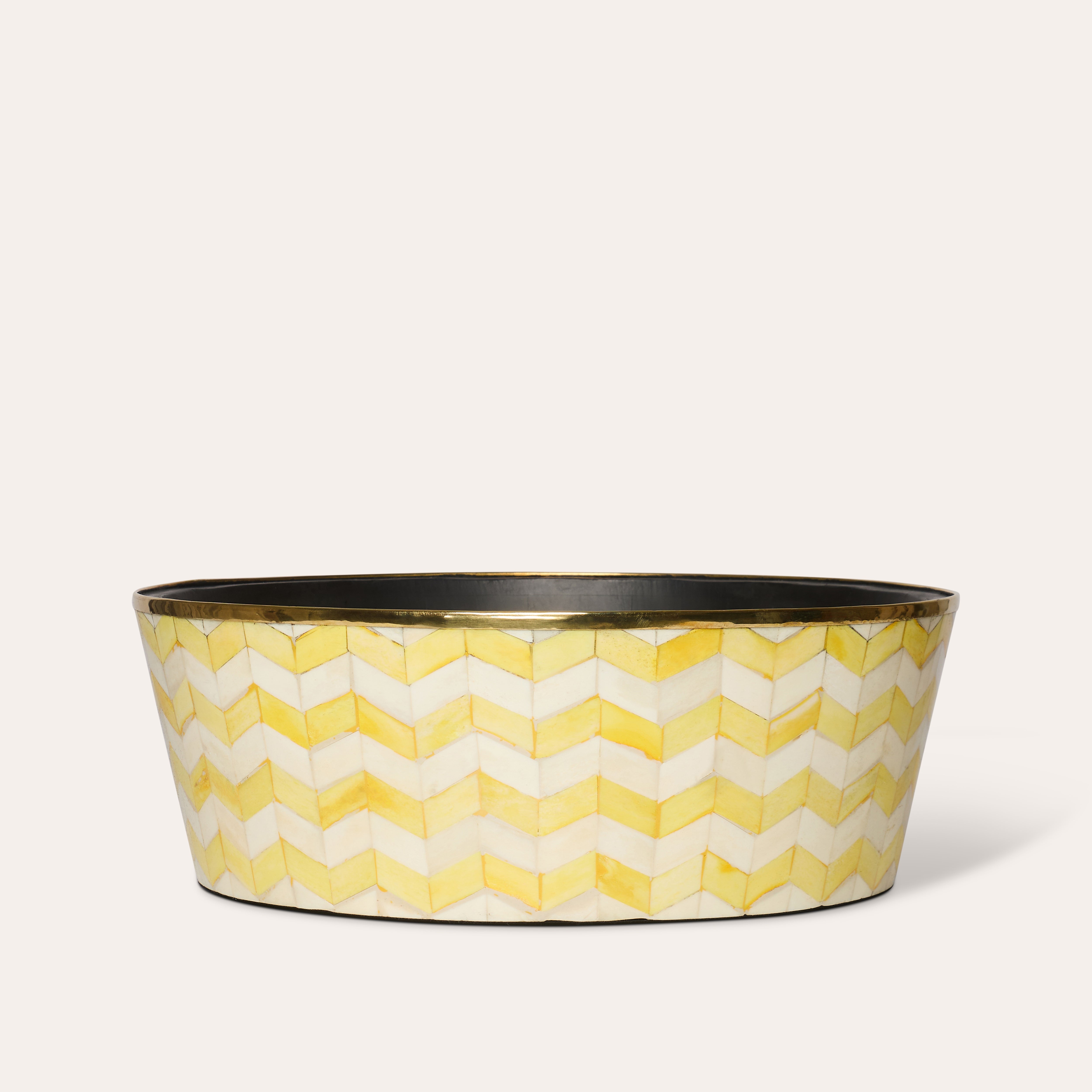 Round Inlay Planter | Large | Yellow | Chevron