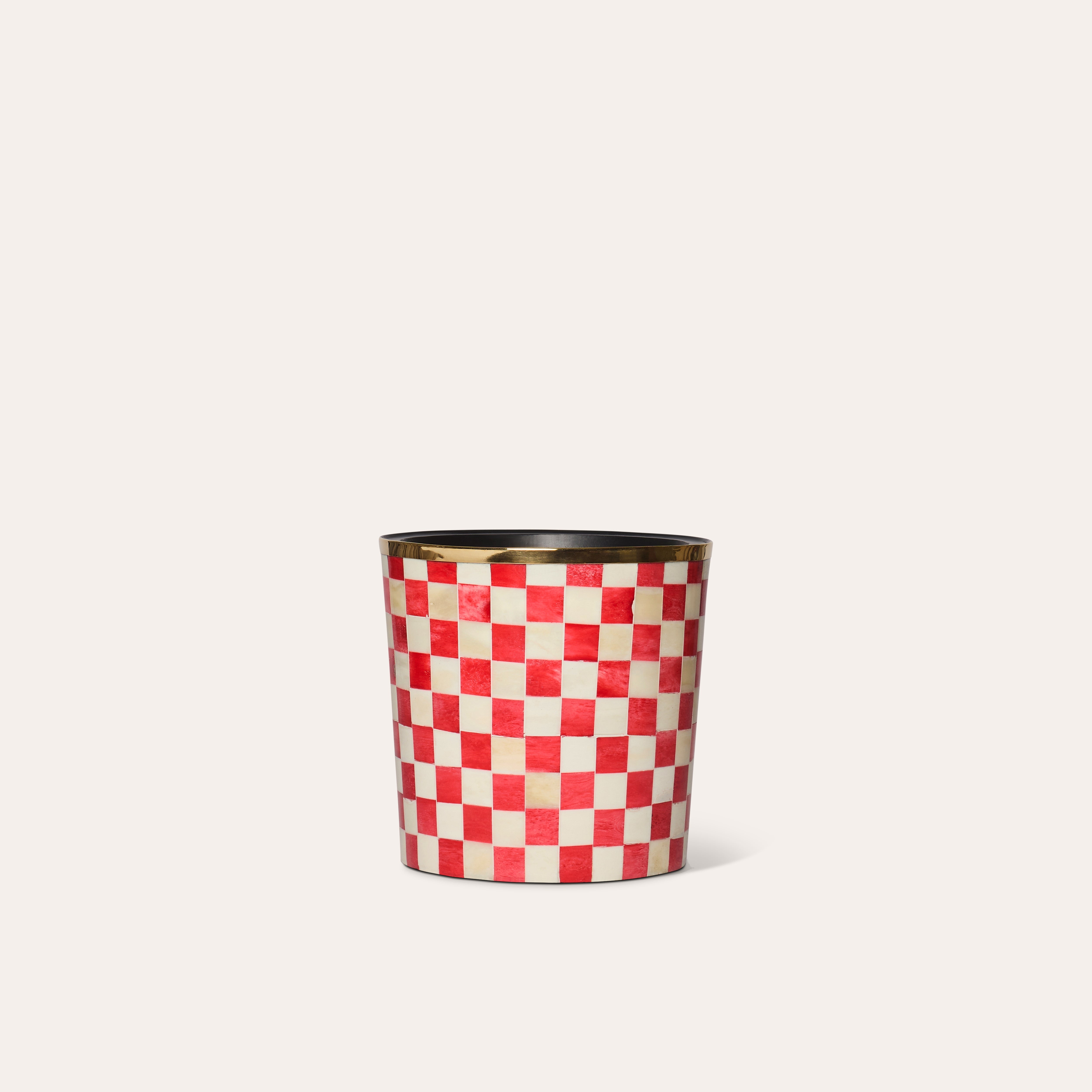 Round Inlay Planter | Medium | Red | Chequered