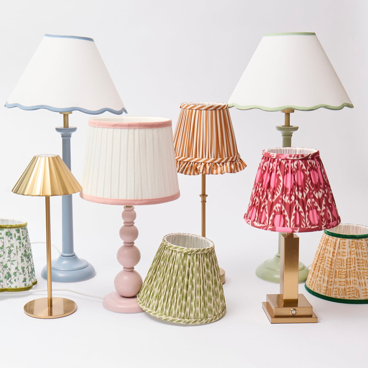 Lyla Rechargeable Table Lamp with Pink and Red Ikat Lampshade
