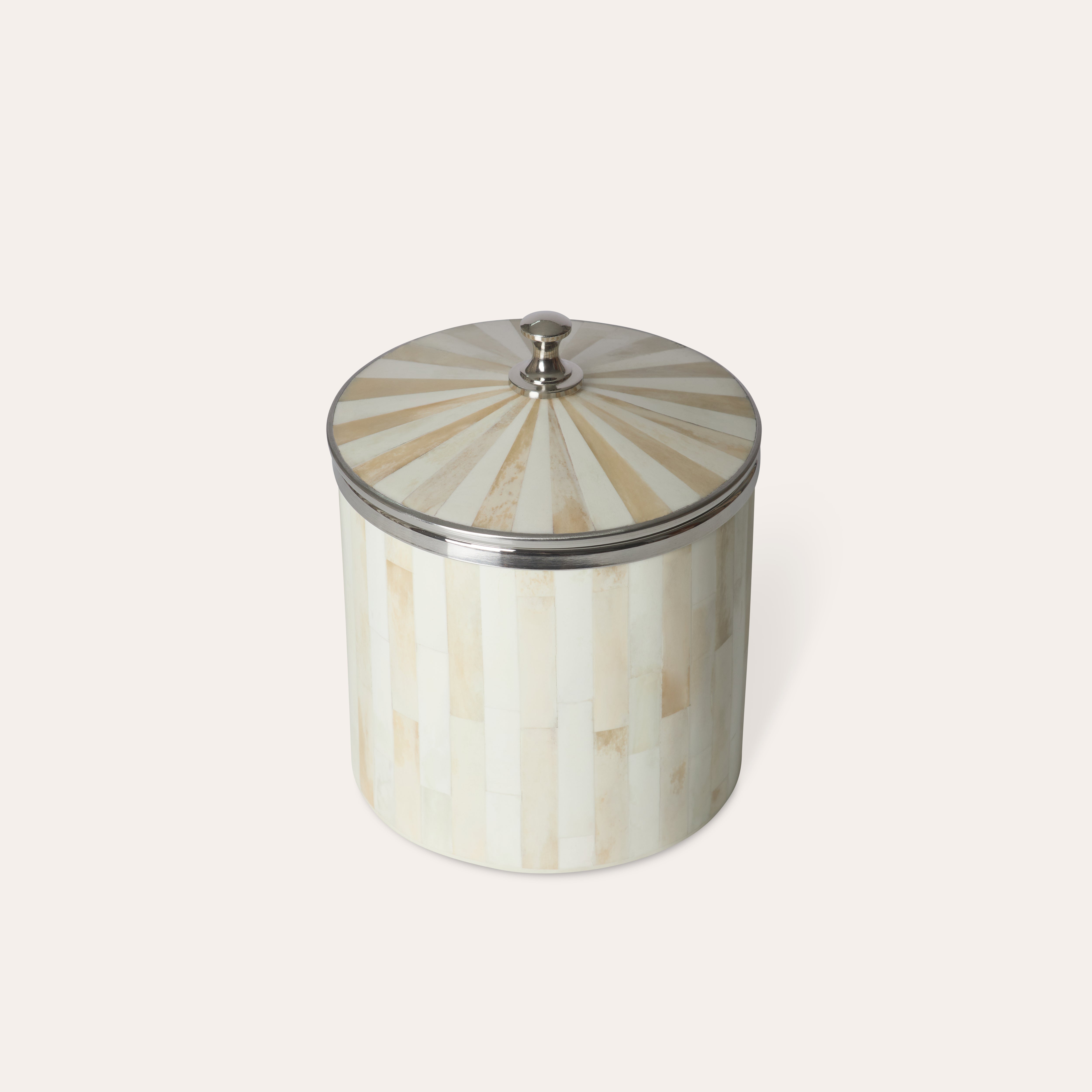 Bone Inlay Ice Bucket | Beige & White | Striped