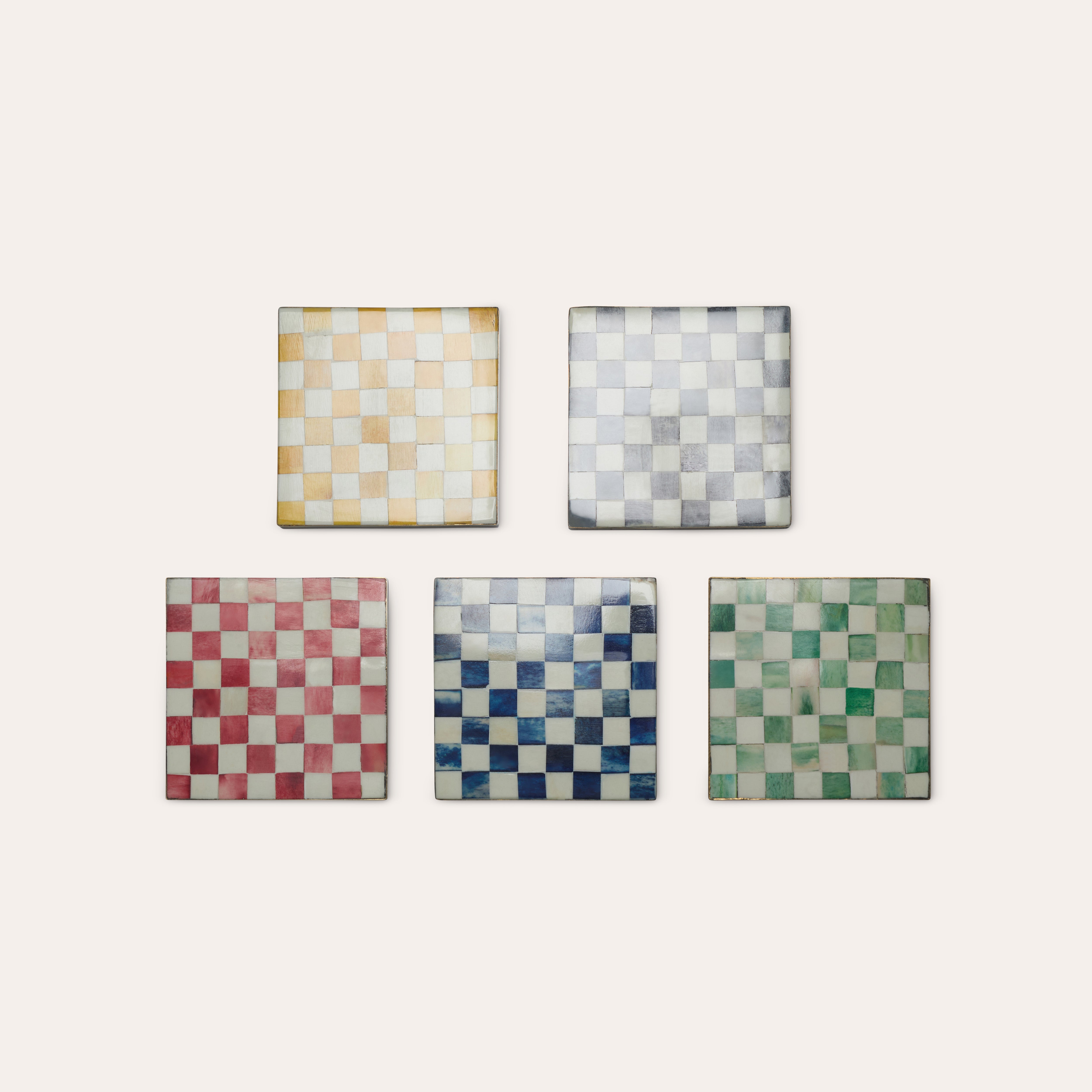 Set of Coasters | Inlay Chequered| Multi Coloured