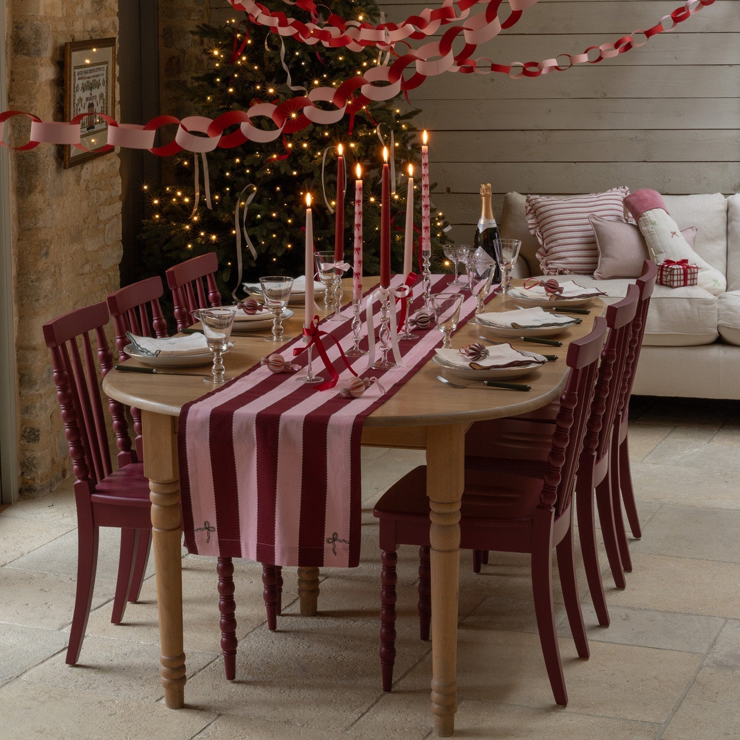 Table Runner - Bold Stripe Burgundy