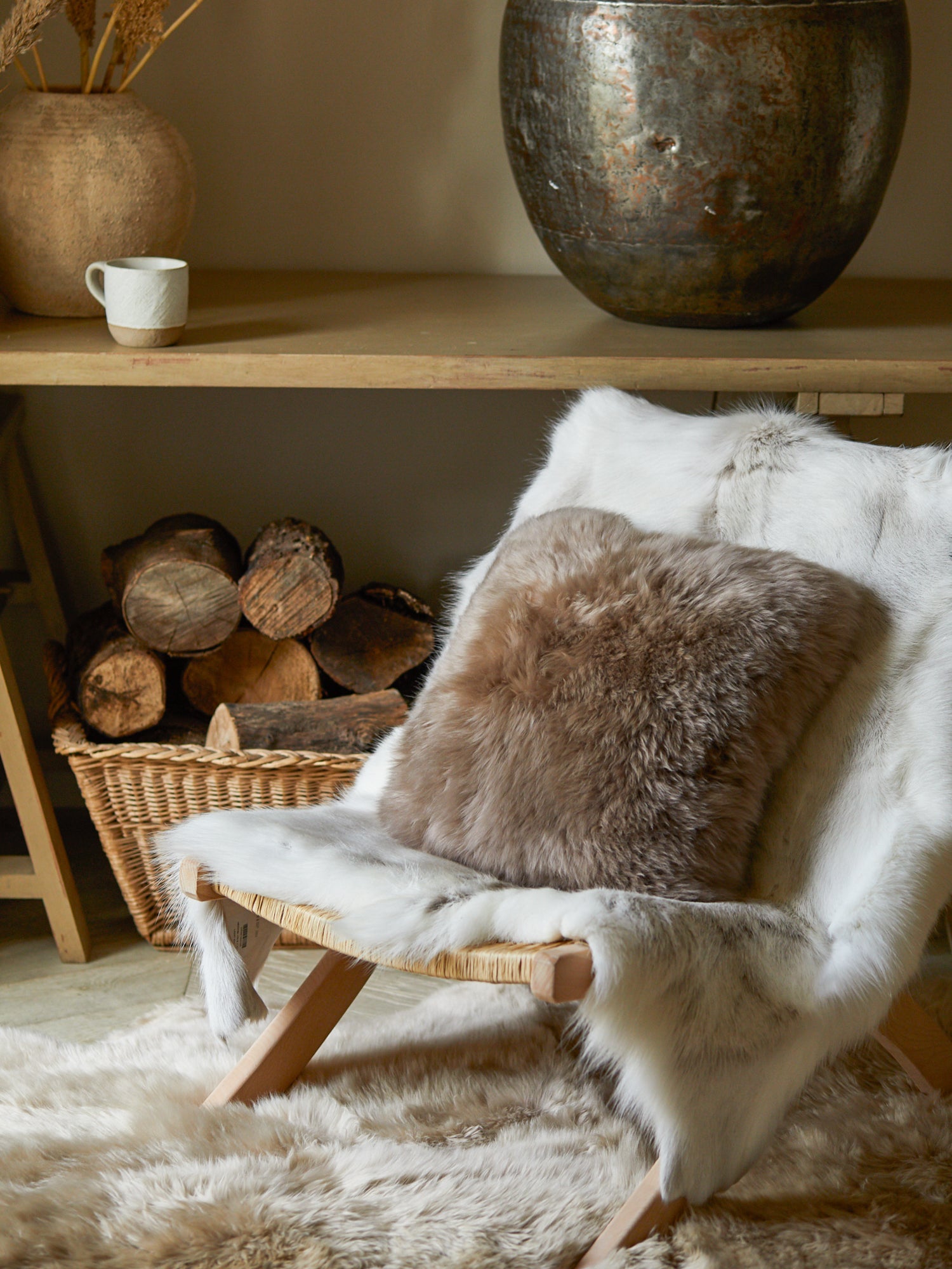 Sheepskin Cushion - Taupe