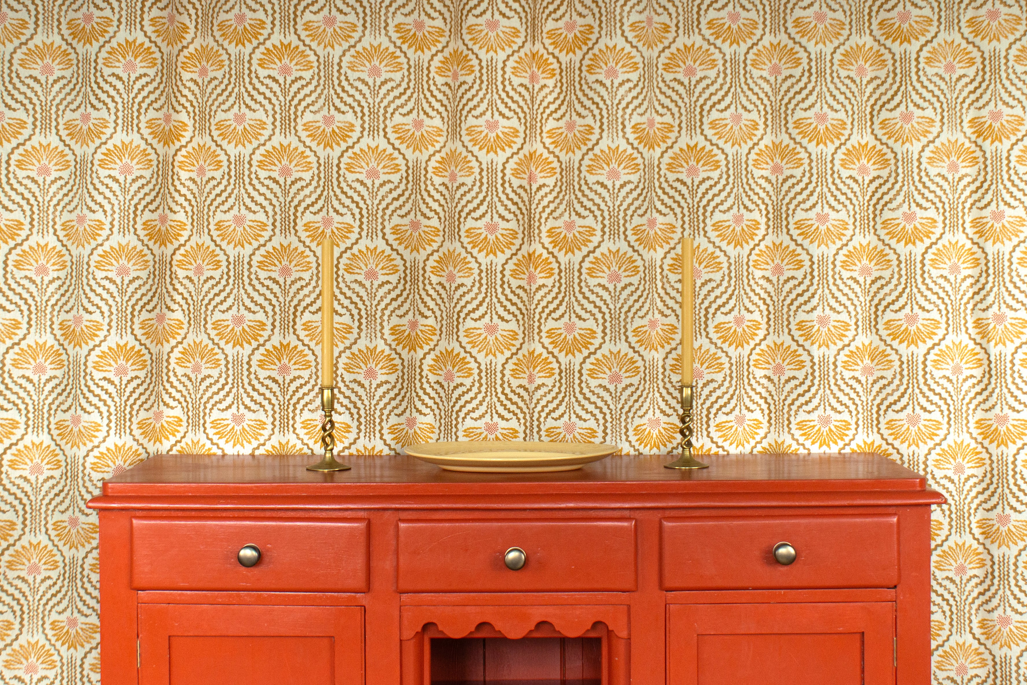 Palmette Linen Fabric - Citrine