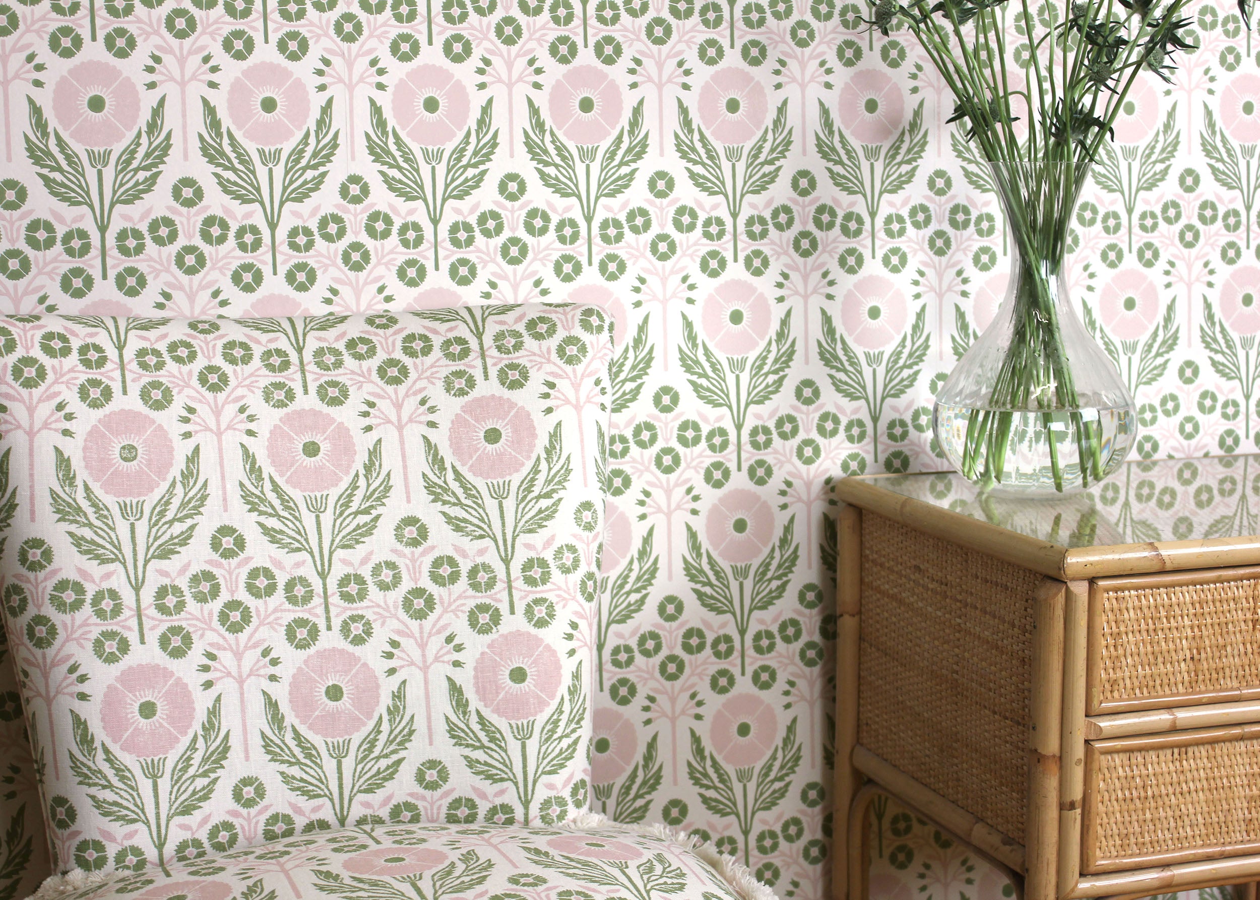 Poppies Linen Fabric - Fresca