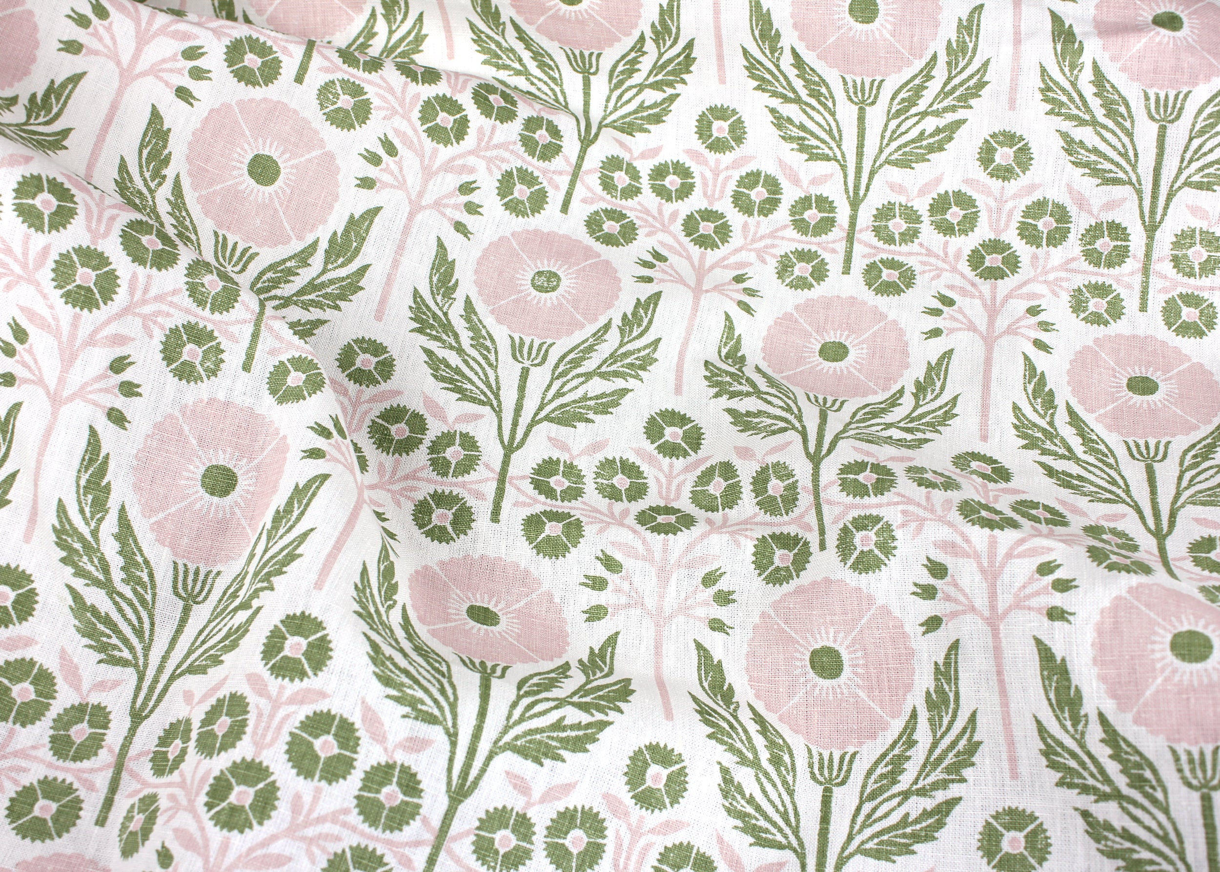 Poppies Linen Fabric - Fresca