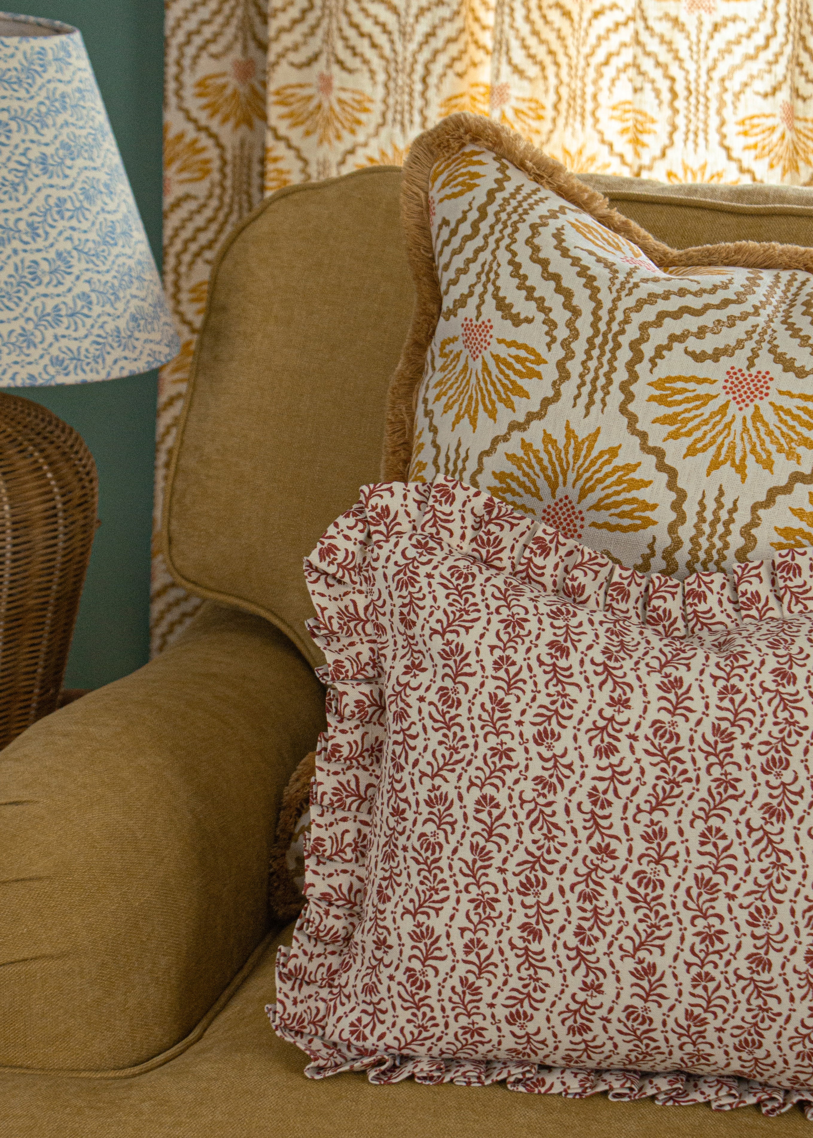 Posy Linen Fabric - Rust