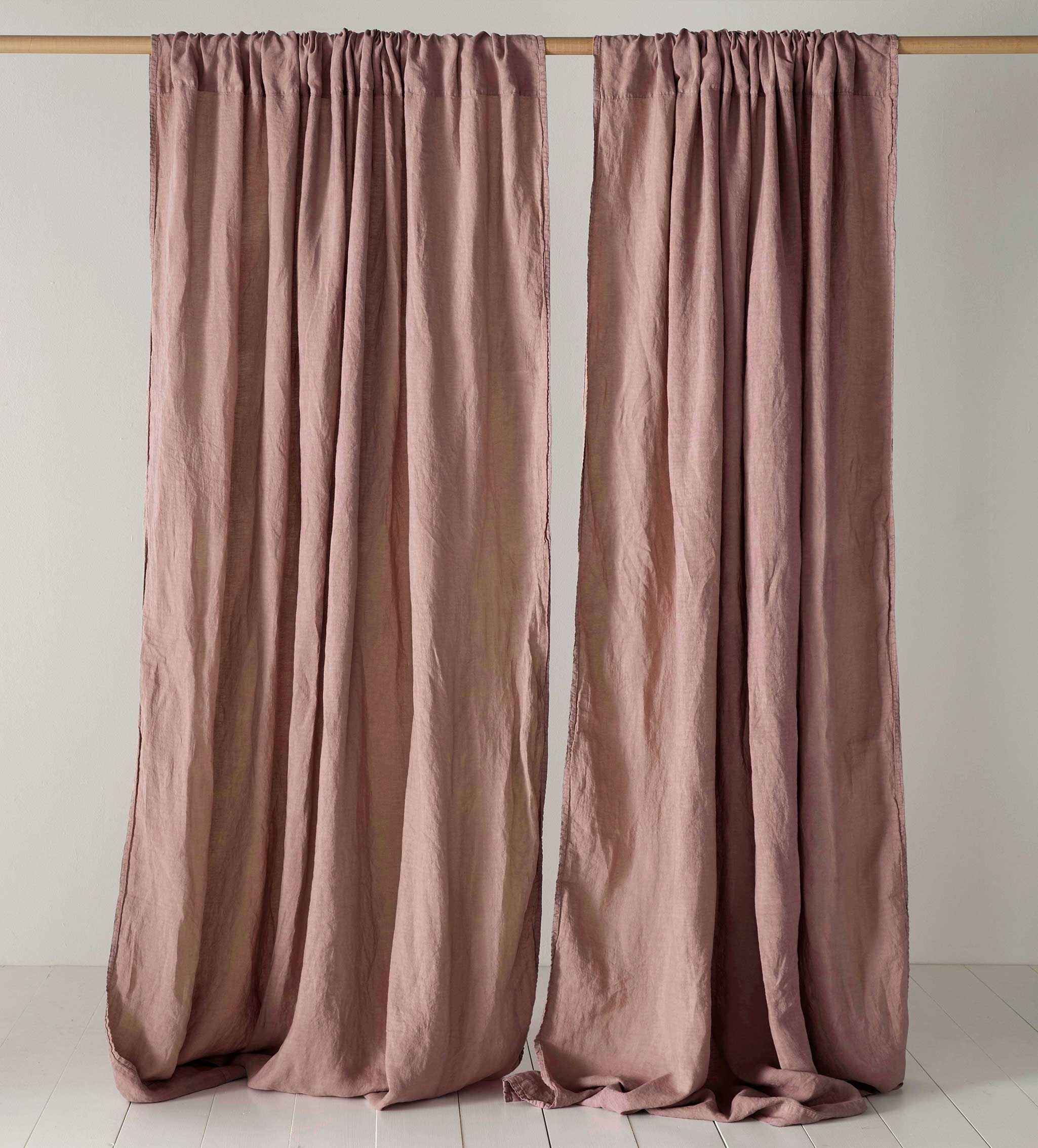 Vintage Rose 100% Linen Loop Top Curtain (Single)