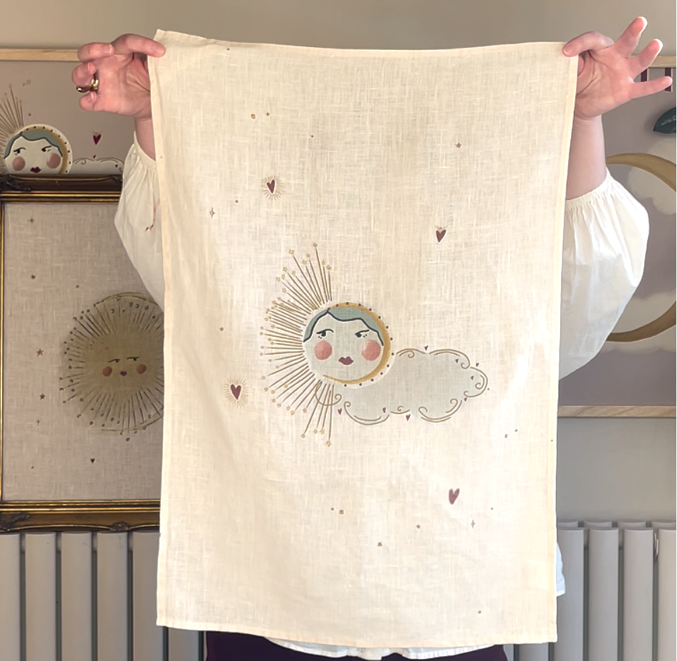 Linen Tea Towel Love Sun
