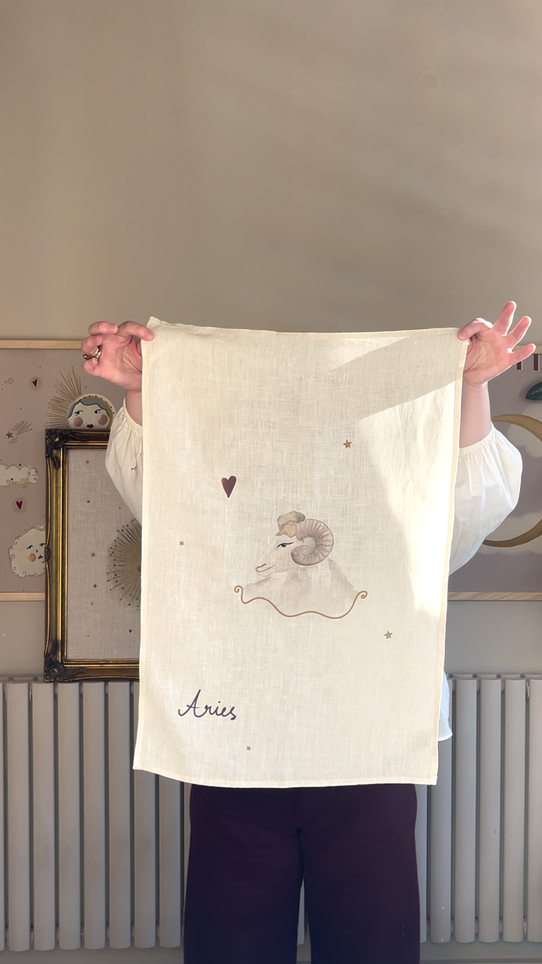 Zodiac Linen Tea Towel - Aries
