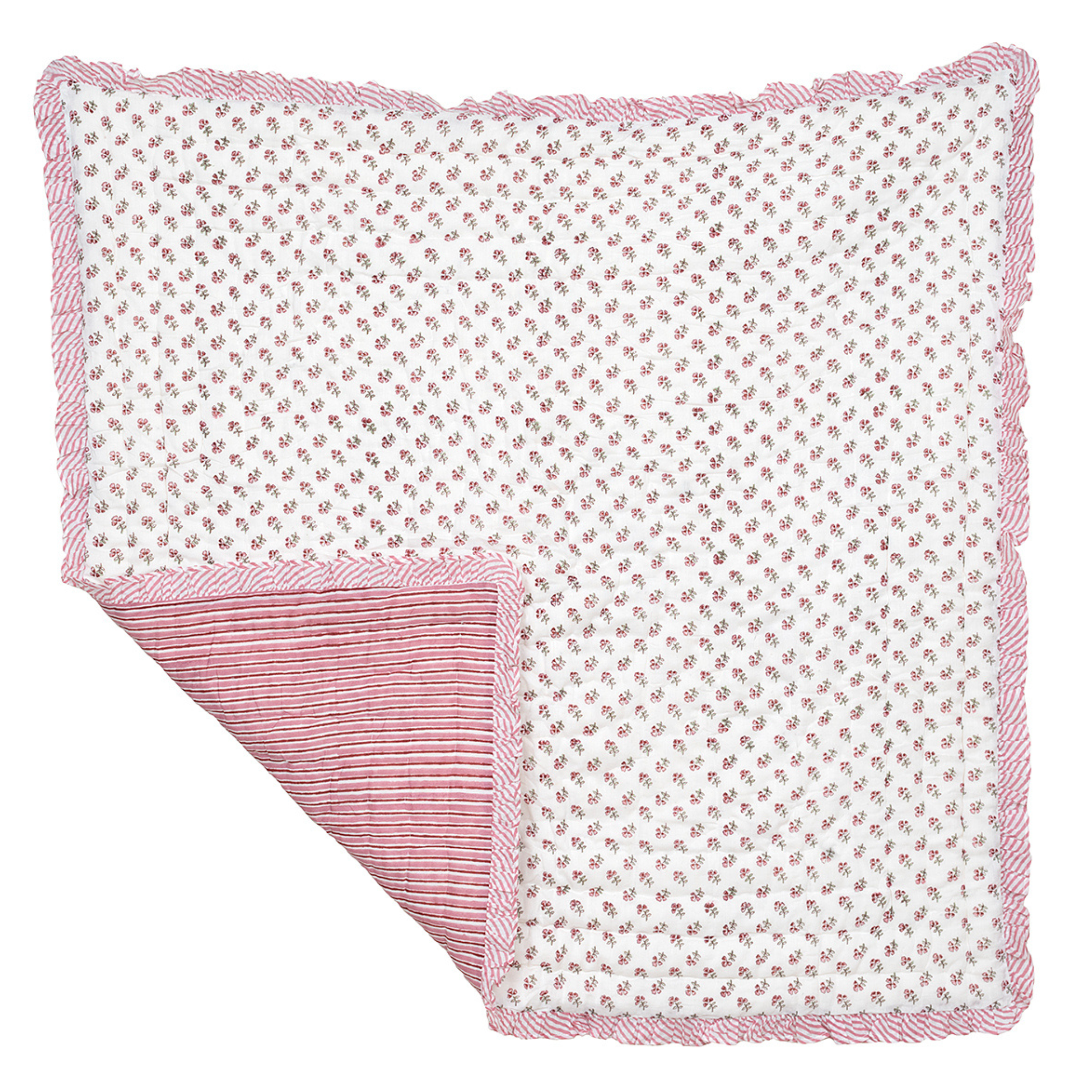 Pink Ditsy Ruffle Quilt