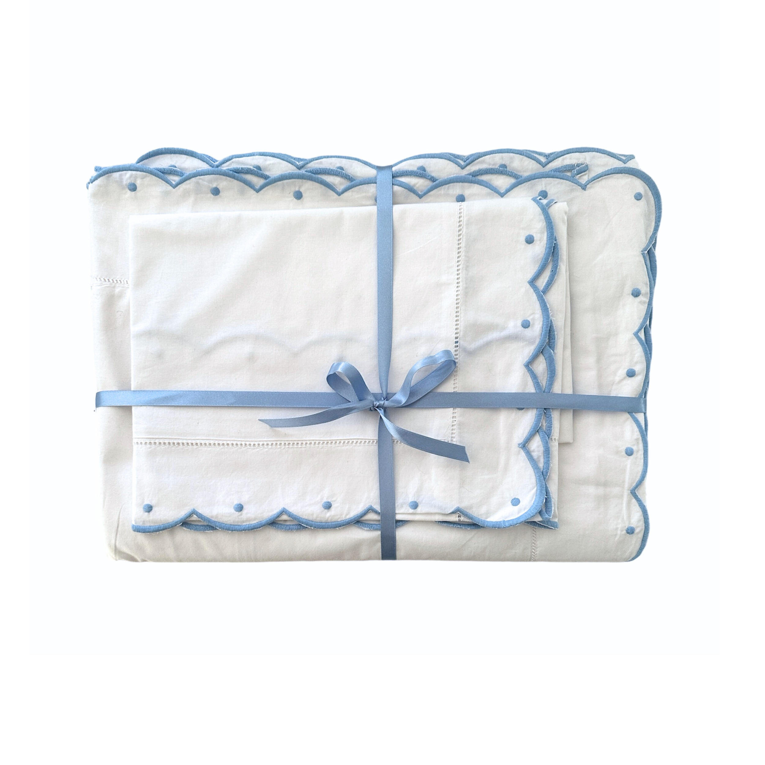 Blue Scallop and Dot Duvet Cover
