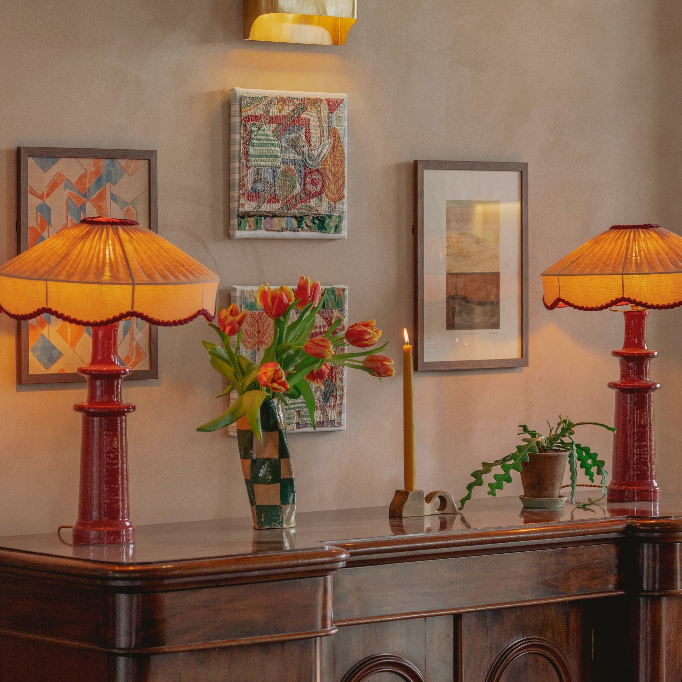 Green Check Twist Vase