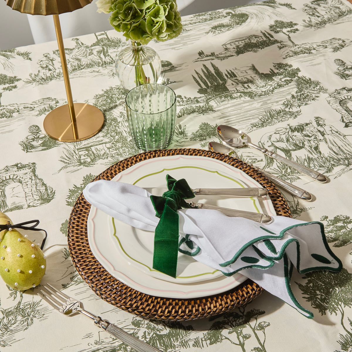 Green Toile Tablecloth