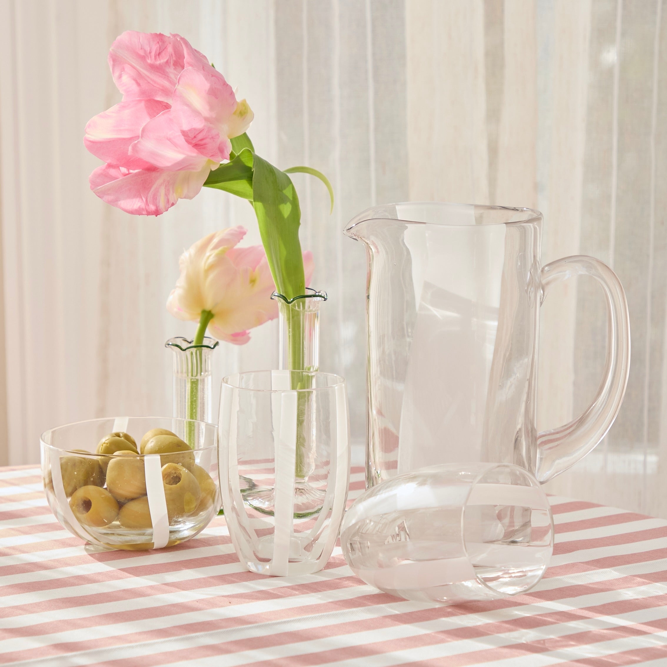 White Striped Tumblers (Set of 6)