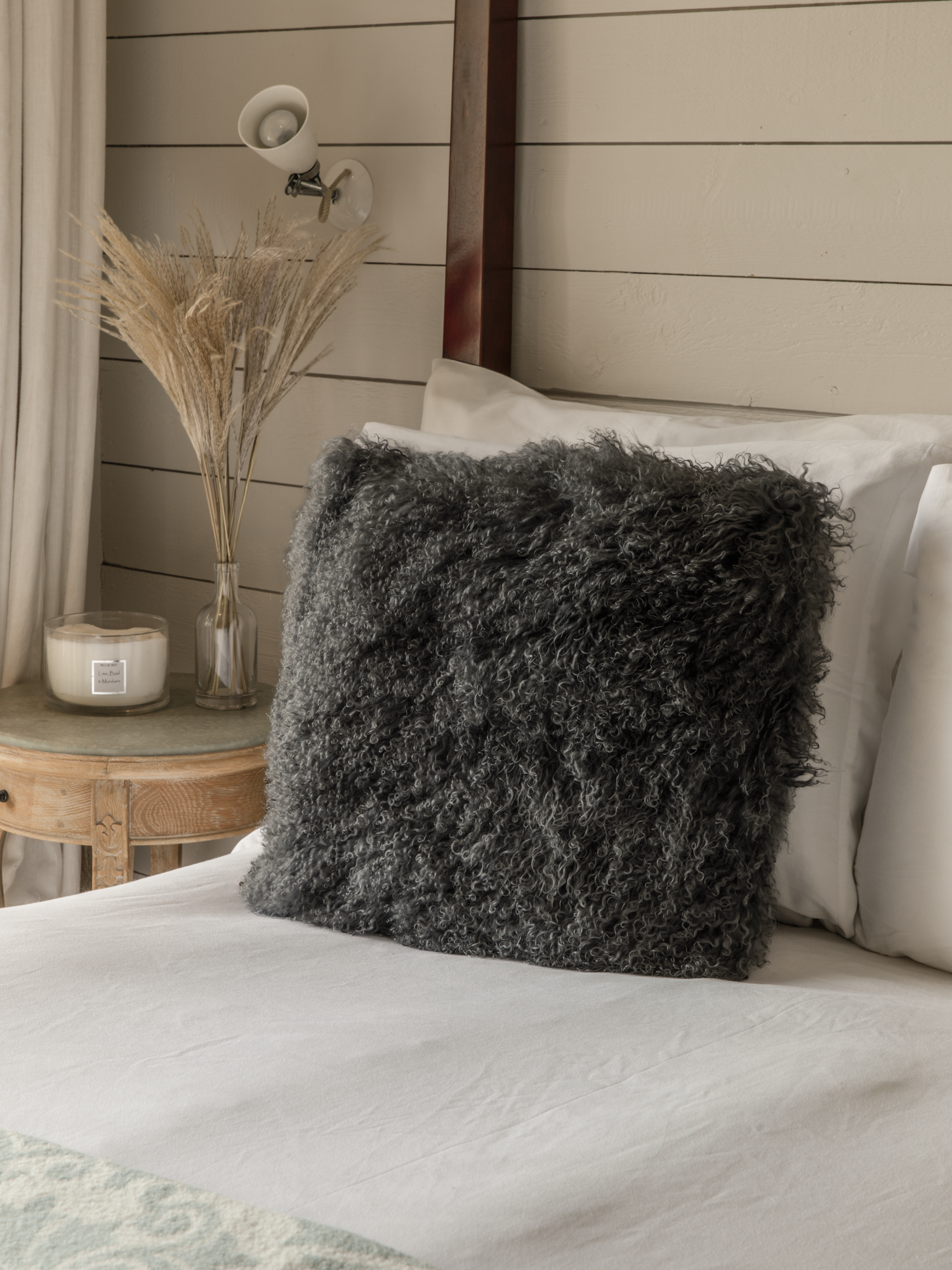 Tibetan Sheepskin Cushion - Grey