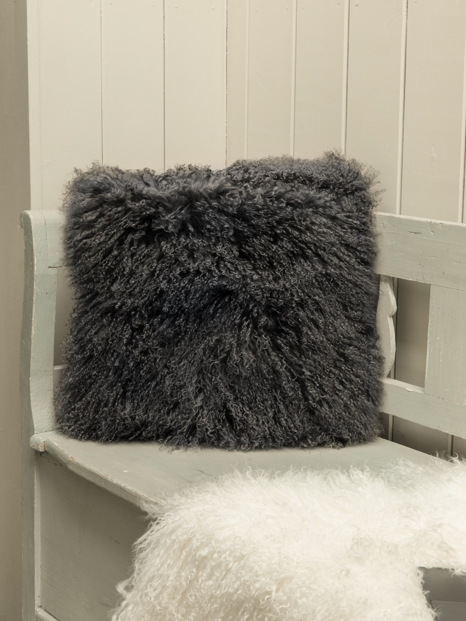 Tibetan Sheepskin Cushion - Grey