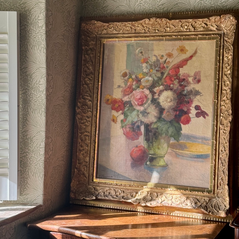 Flowers in a Green Vase Oil Painting
