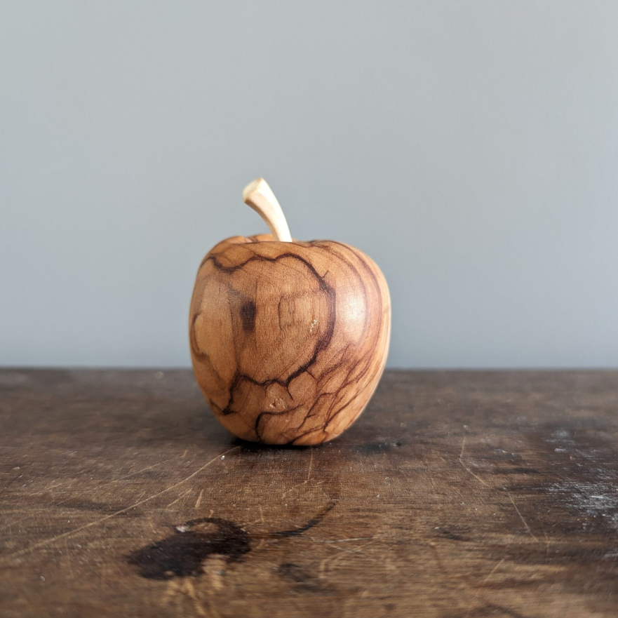 Olive Wood Apple Sculpture