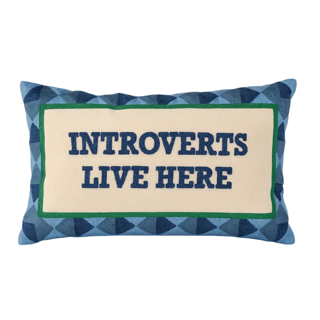 Funny Needlepoint Pillow – Introverts Live Here