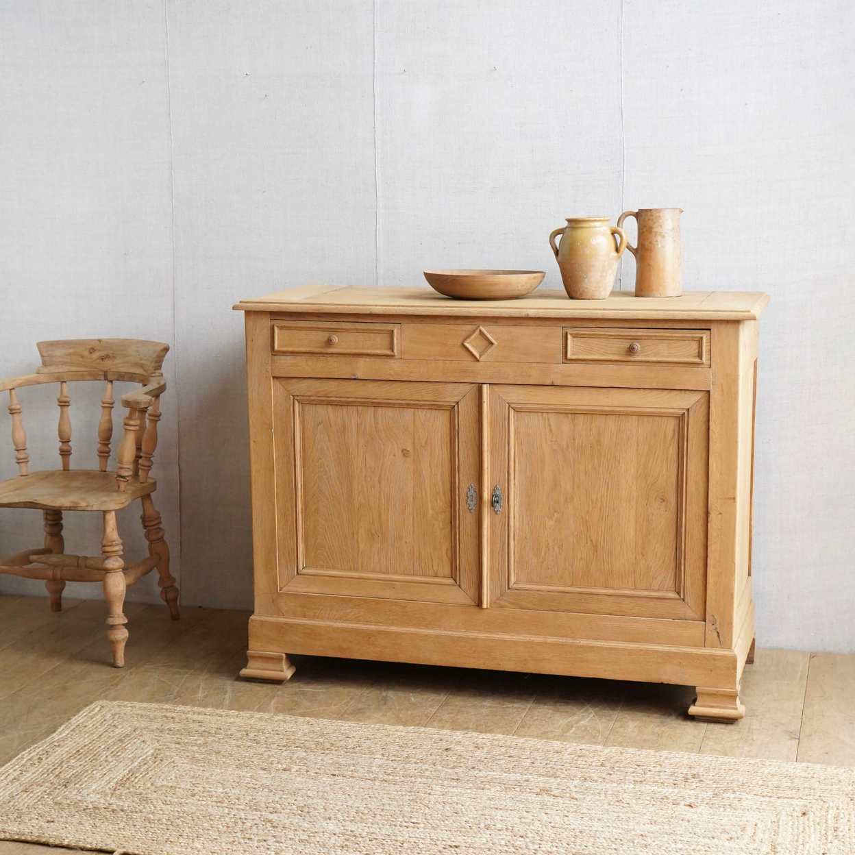 French Stripped Oak Cabinet