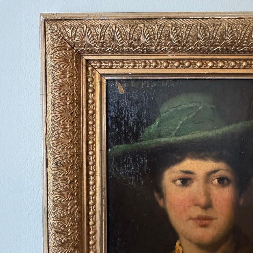 Girl in a Green Hat Oil Painting
