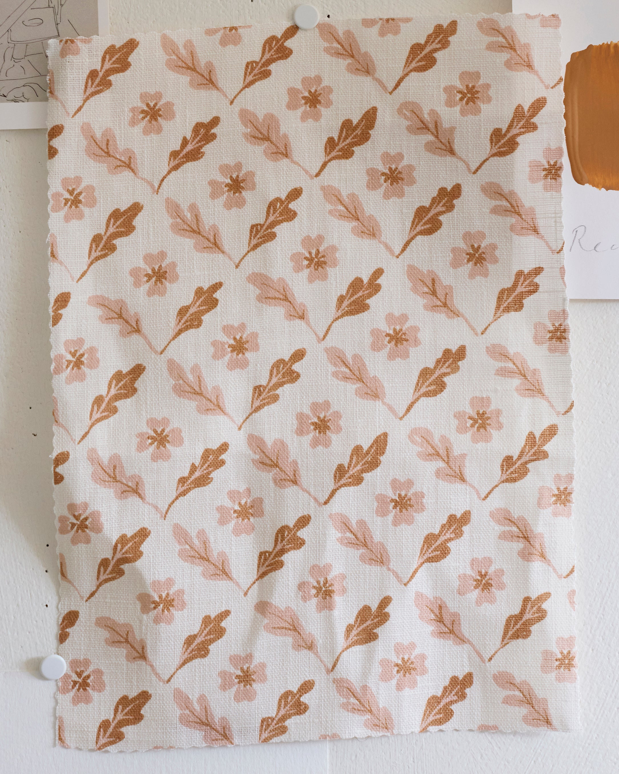 Oxalis Oak Linen Fabric | Toffee