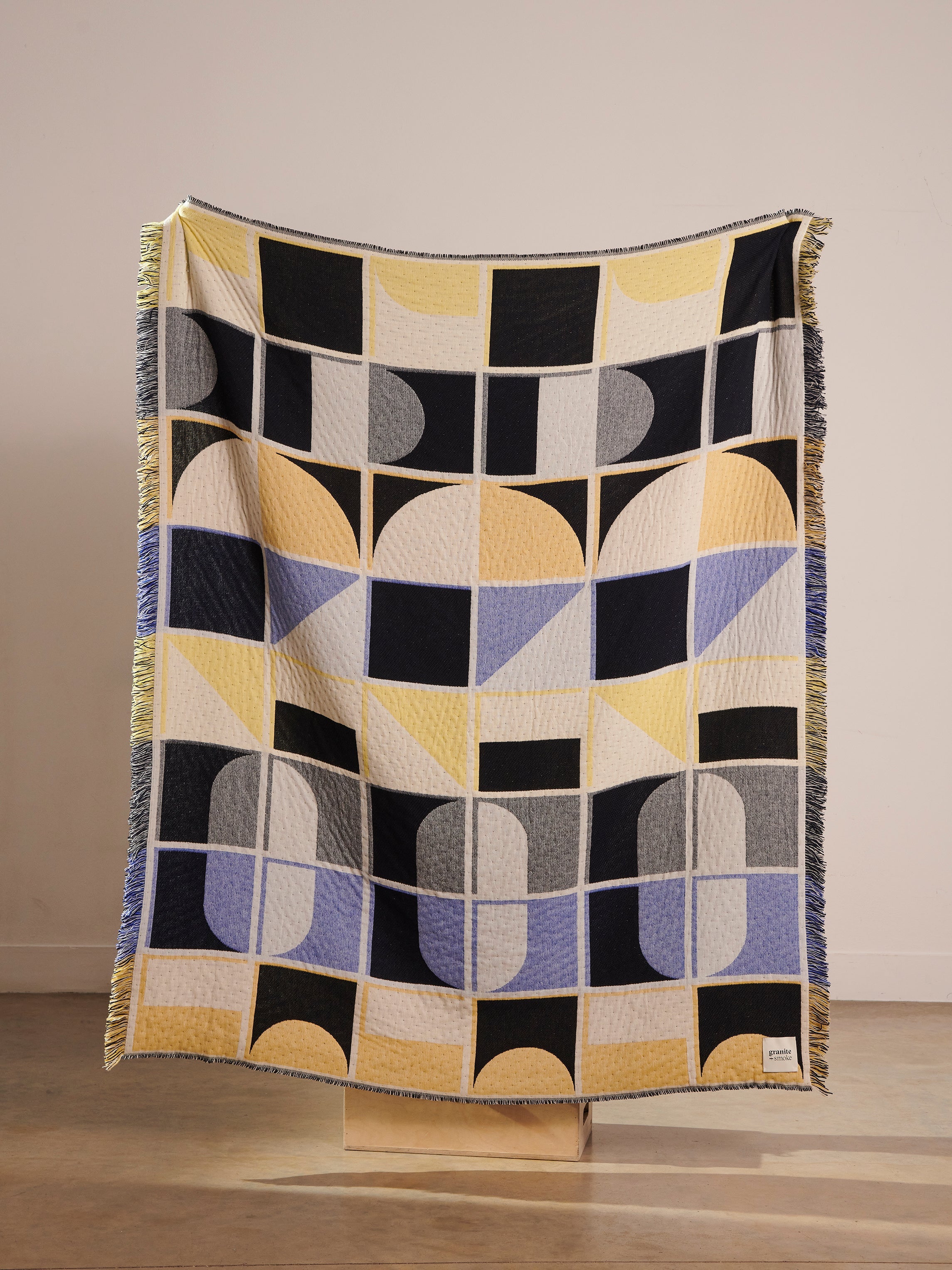 Grid Woven Blanket | Blue + Yellow
