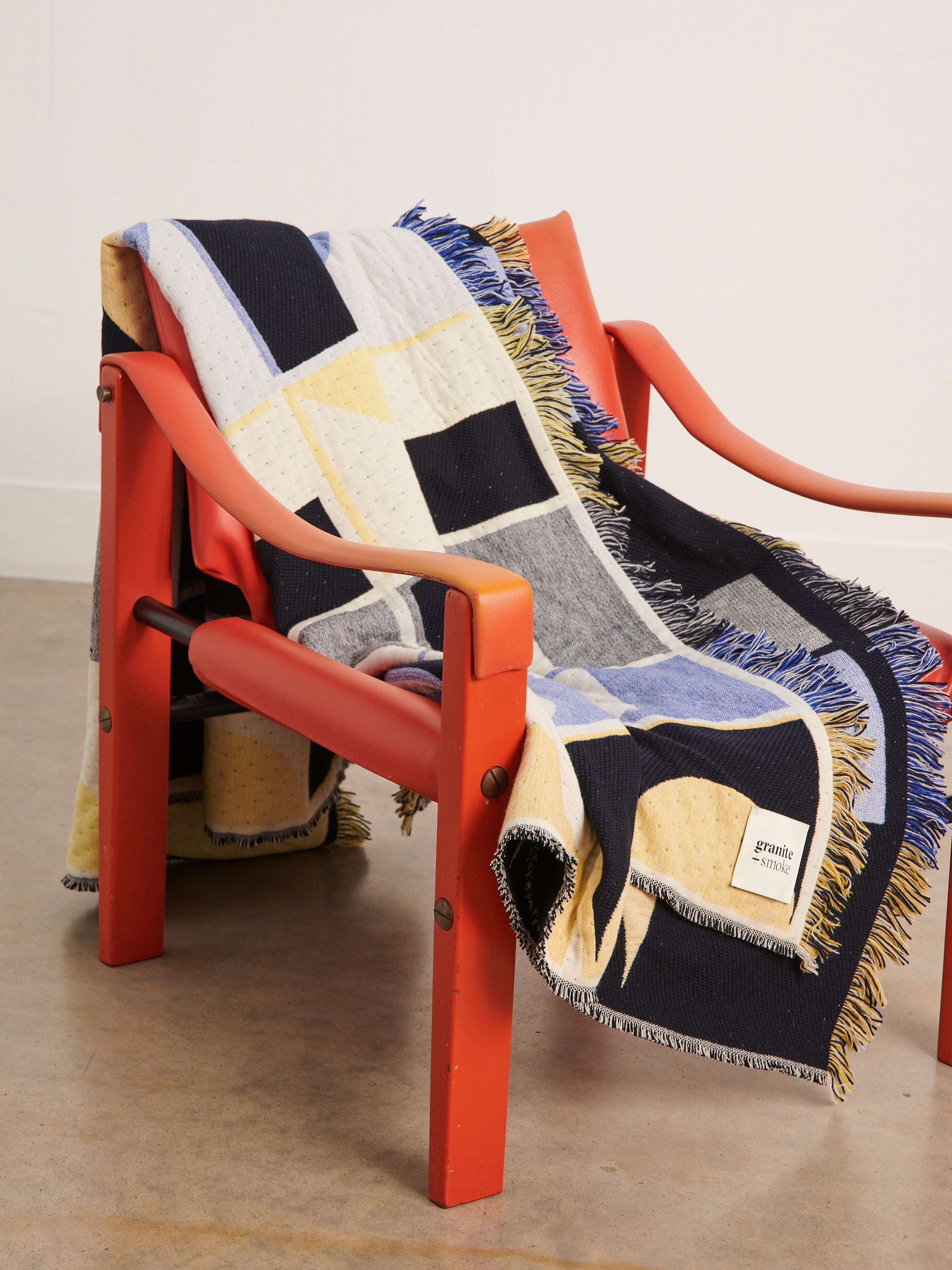 Grid Woven Blanket | Blue + Yellow