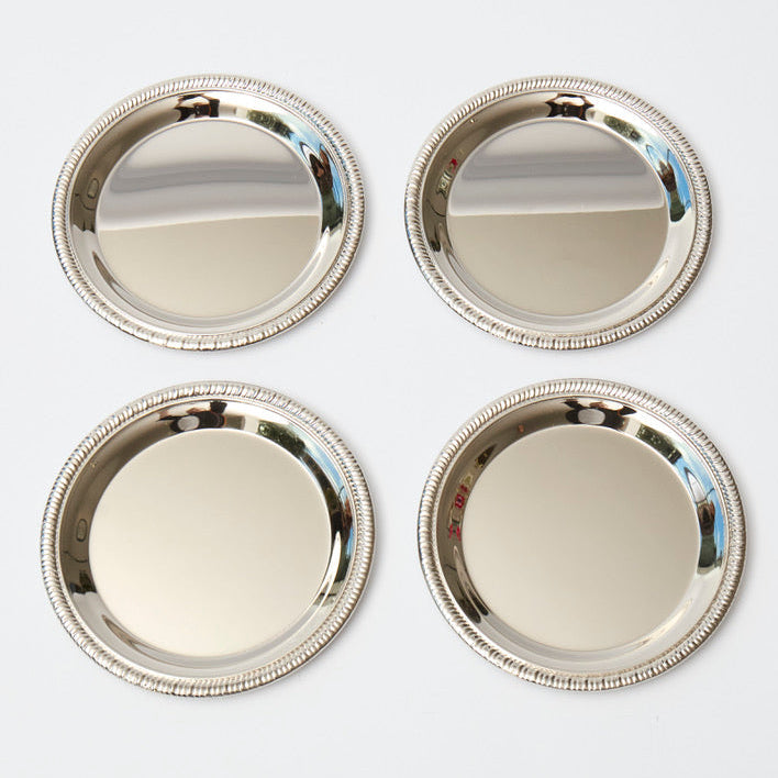Small silver metal platters (Set of 4)
