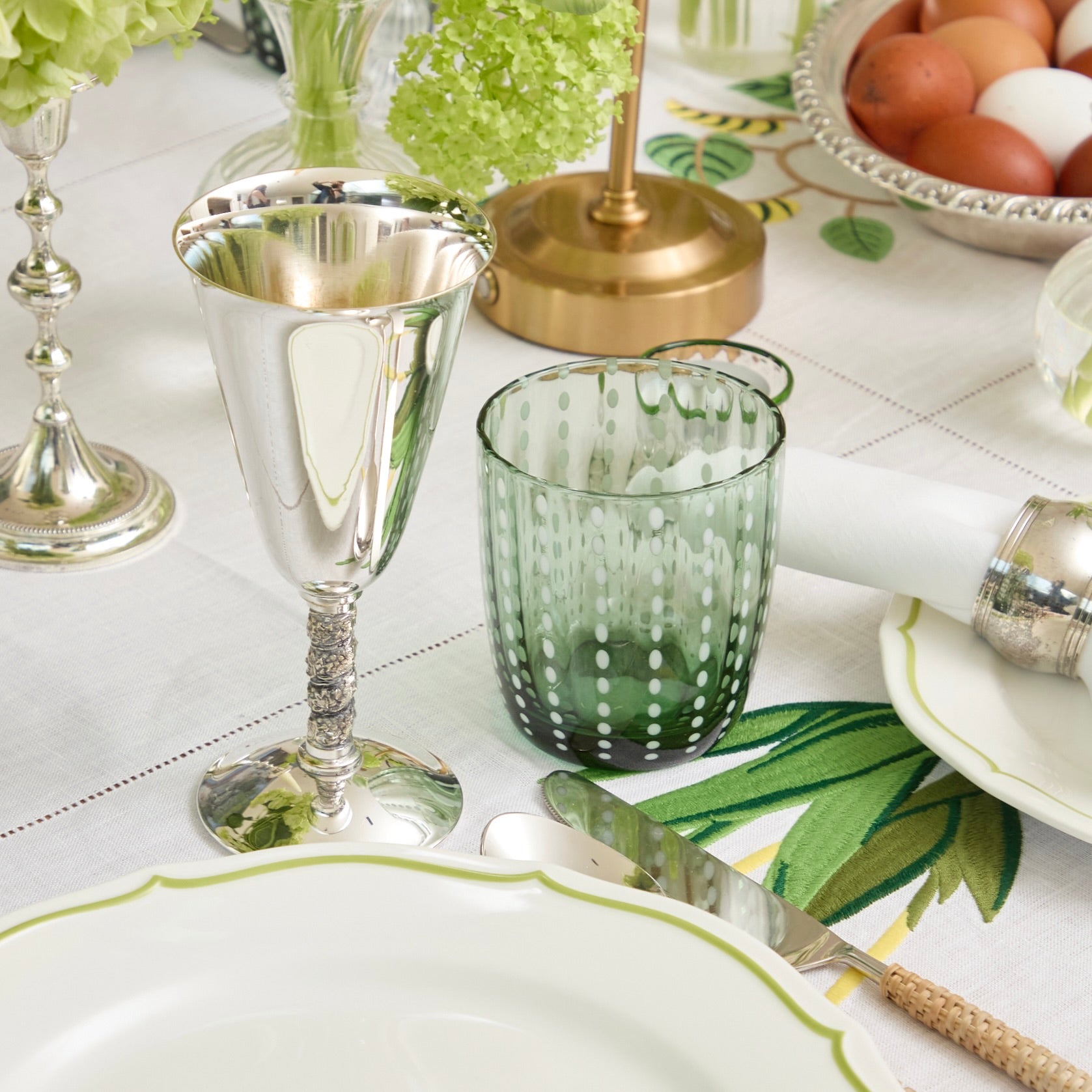 Olive Green Speckled Water Glasses (Set of 6)