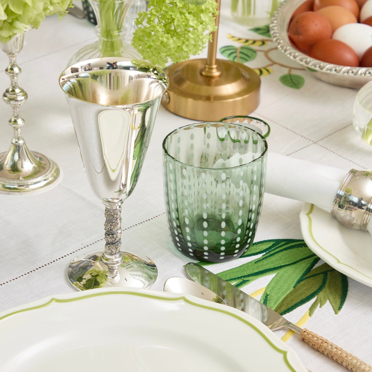 Olive Green Speckled Water Glasses (Set of 6)