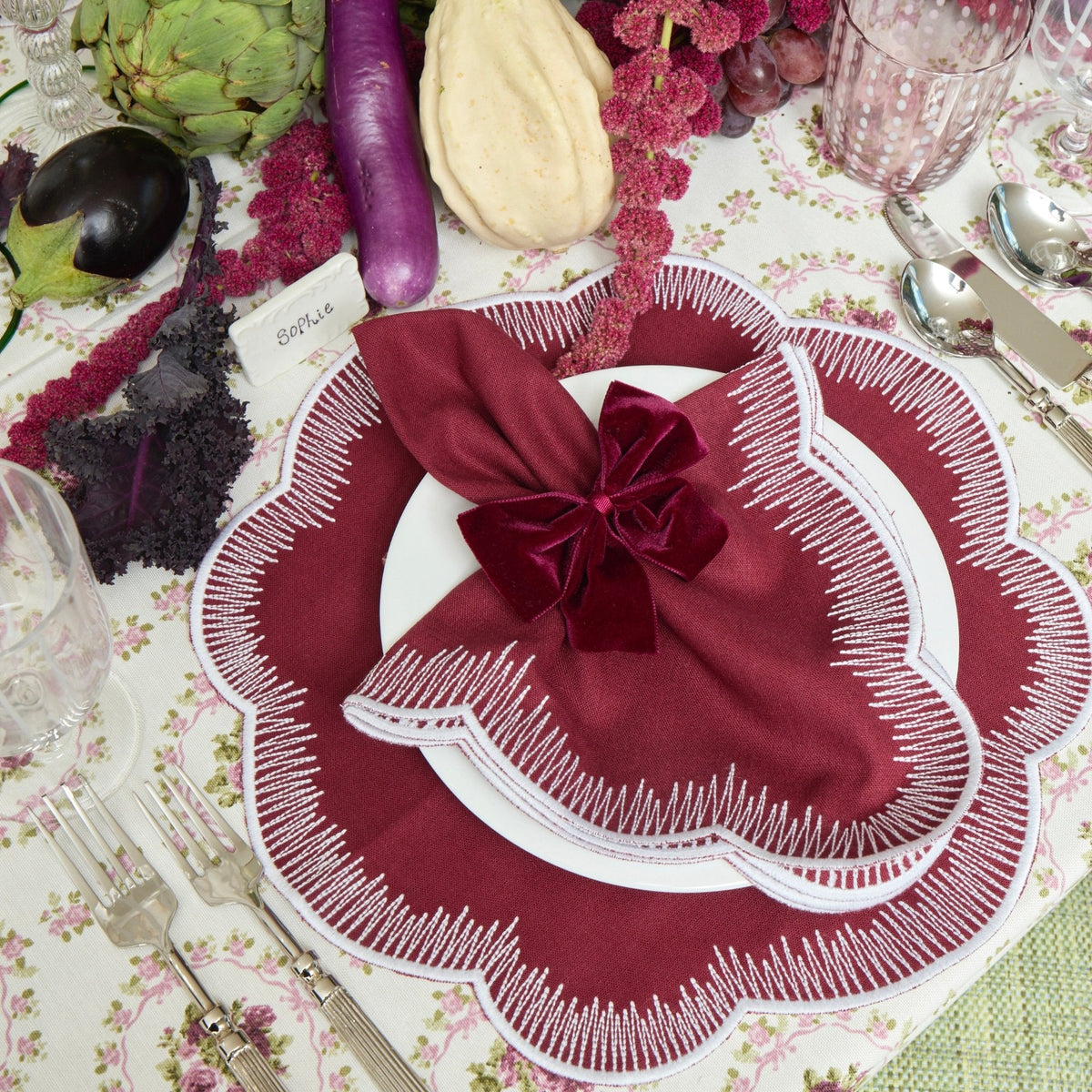 Maroon Harry Napkins (Set of 4)