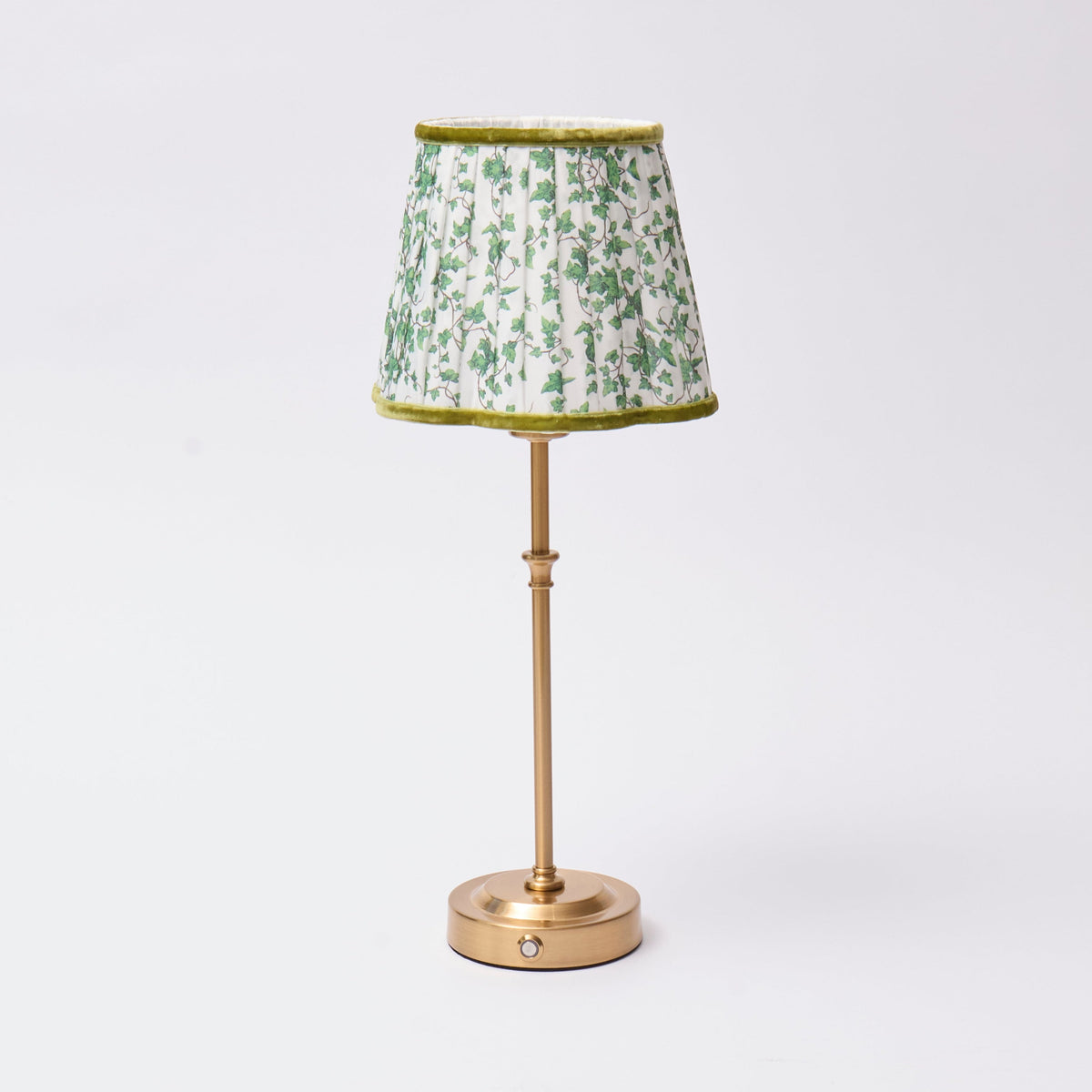 Ivy Green Lampshade with Velvet Trim